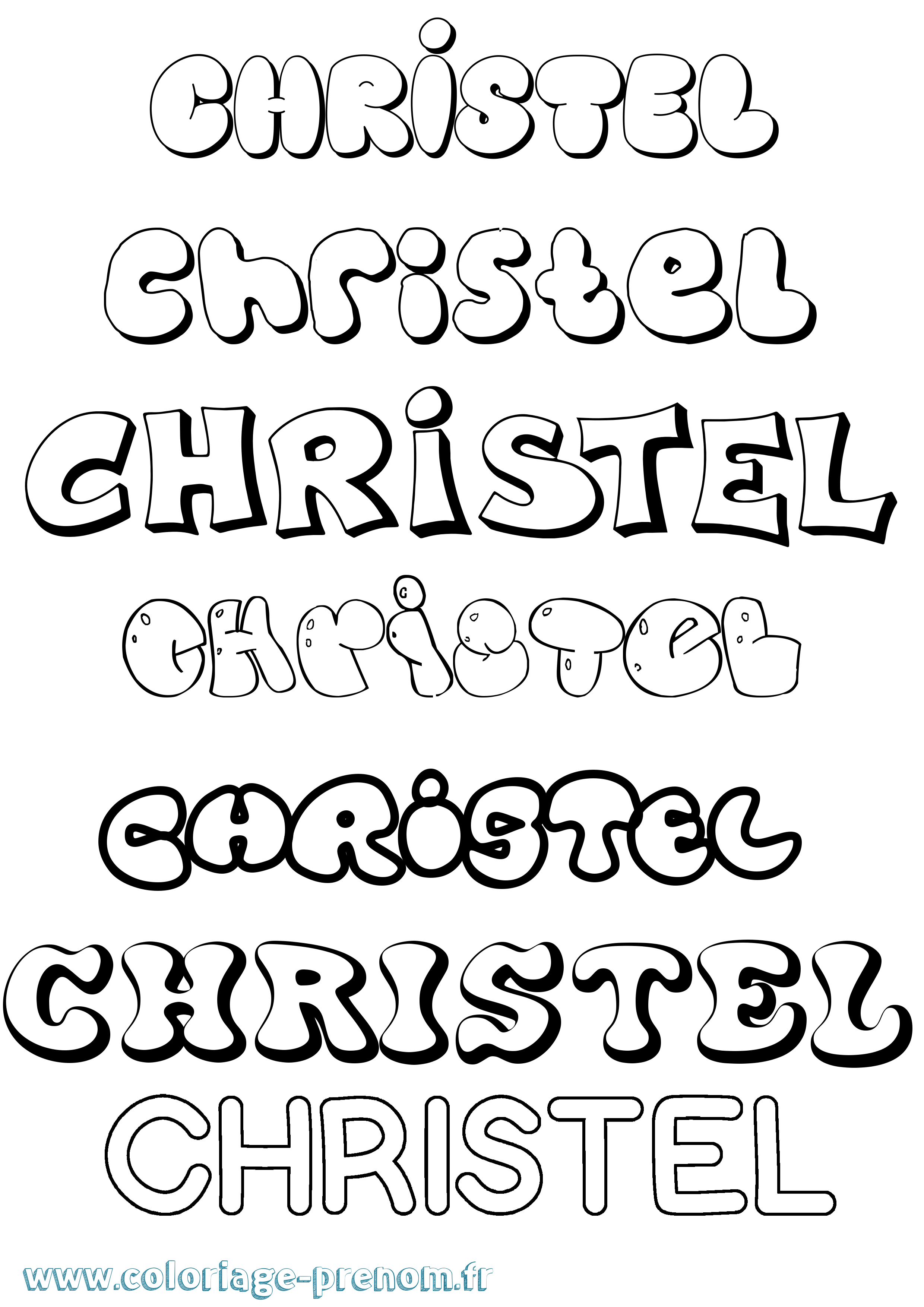 Coloriage Christel Bubble Coloriage prénom Christel Bubble