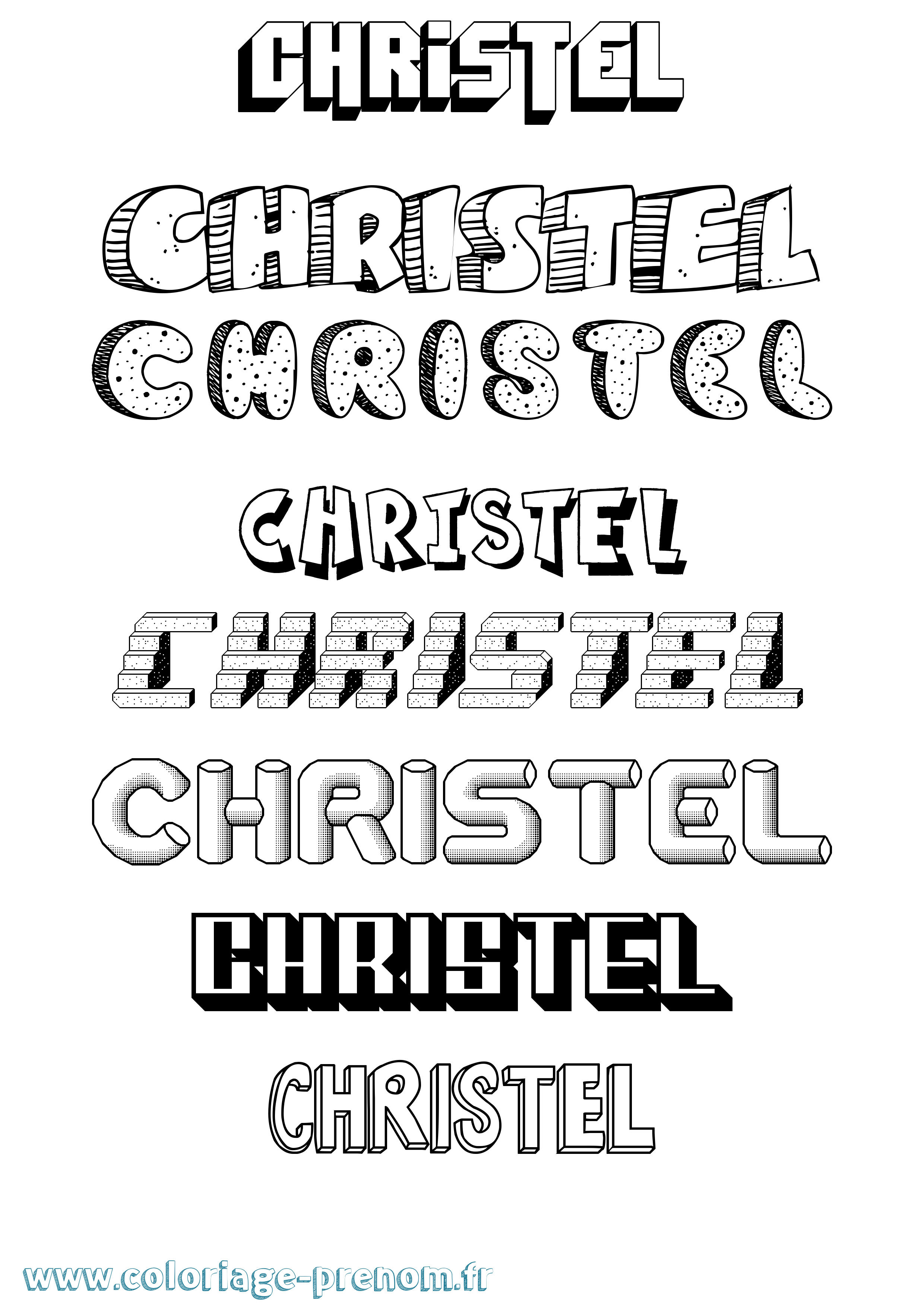 Coloriage Christel Effet 3D Coloriage prénom Christel Effet 3D