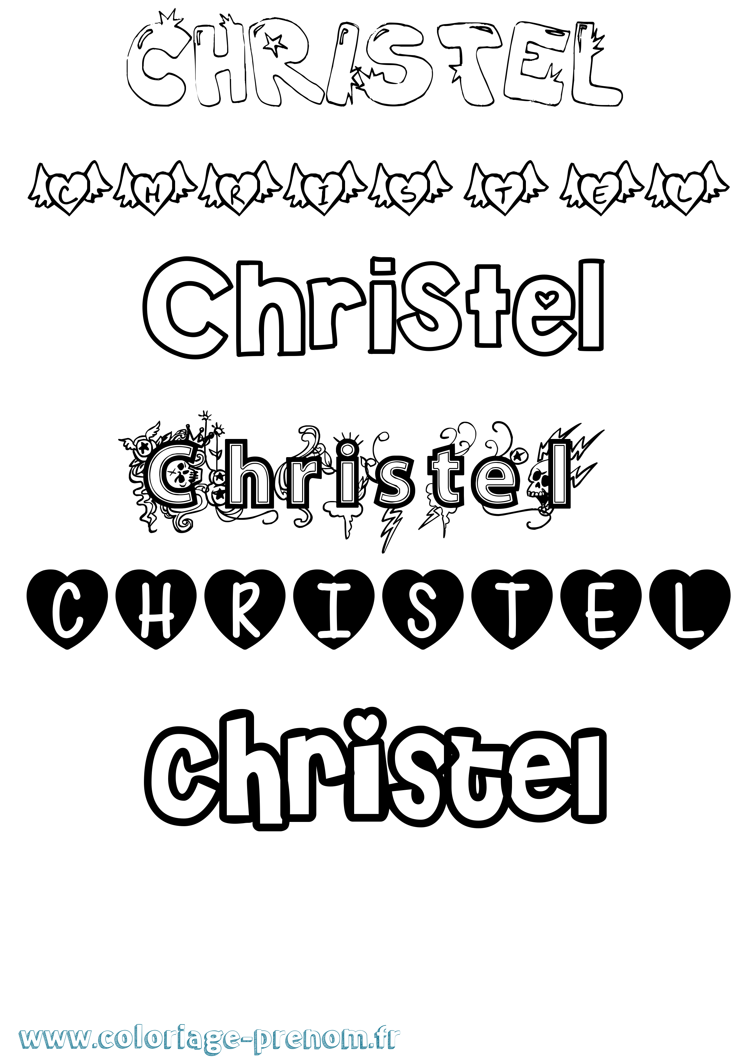 Coloriage Christel Girly Coloriage prénom Christel Girly