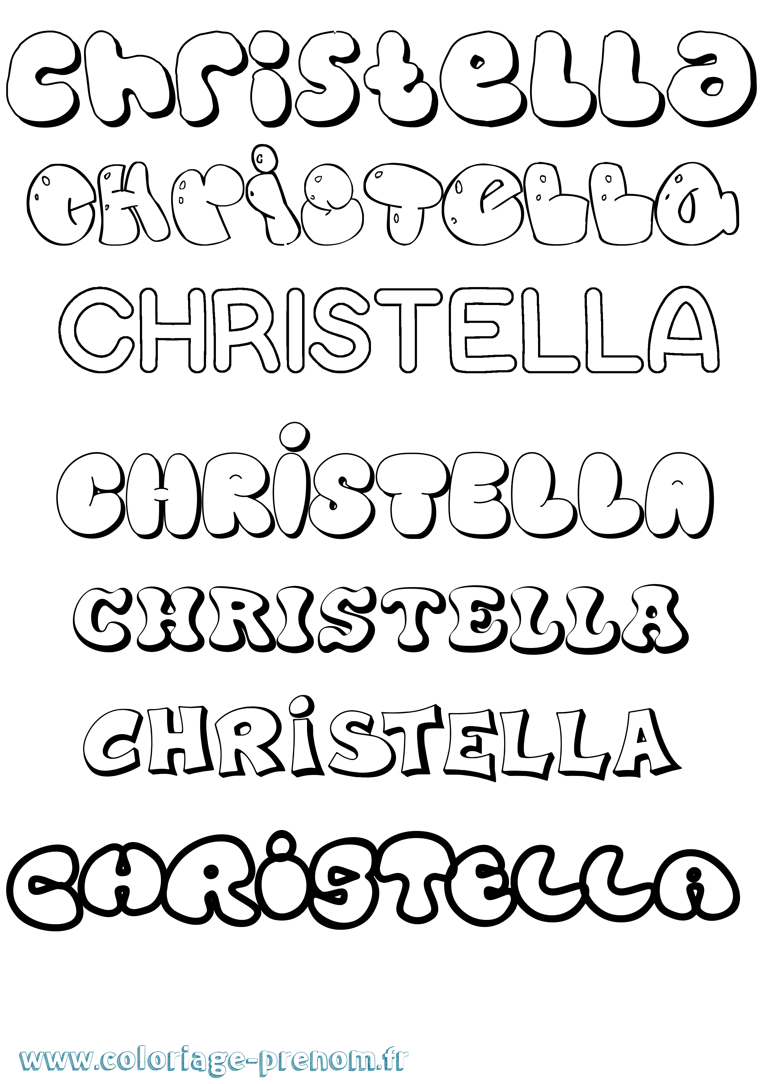 Coloriage Christella Bubble Coloriage prénom Christella Bubble