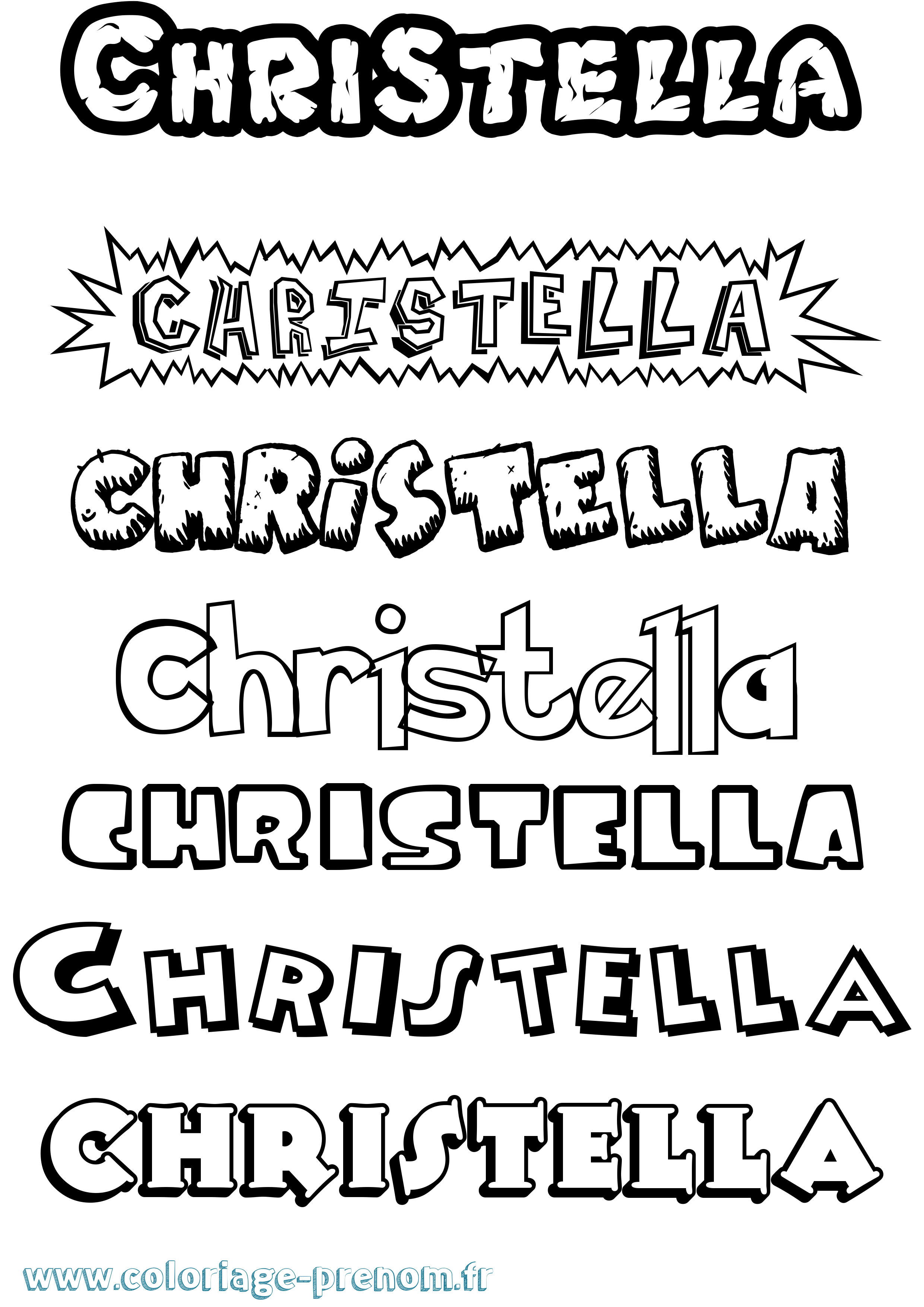 Coloriage Christella Dessin Animé Coloriage prénom Christella Dessin Animé