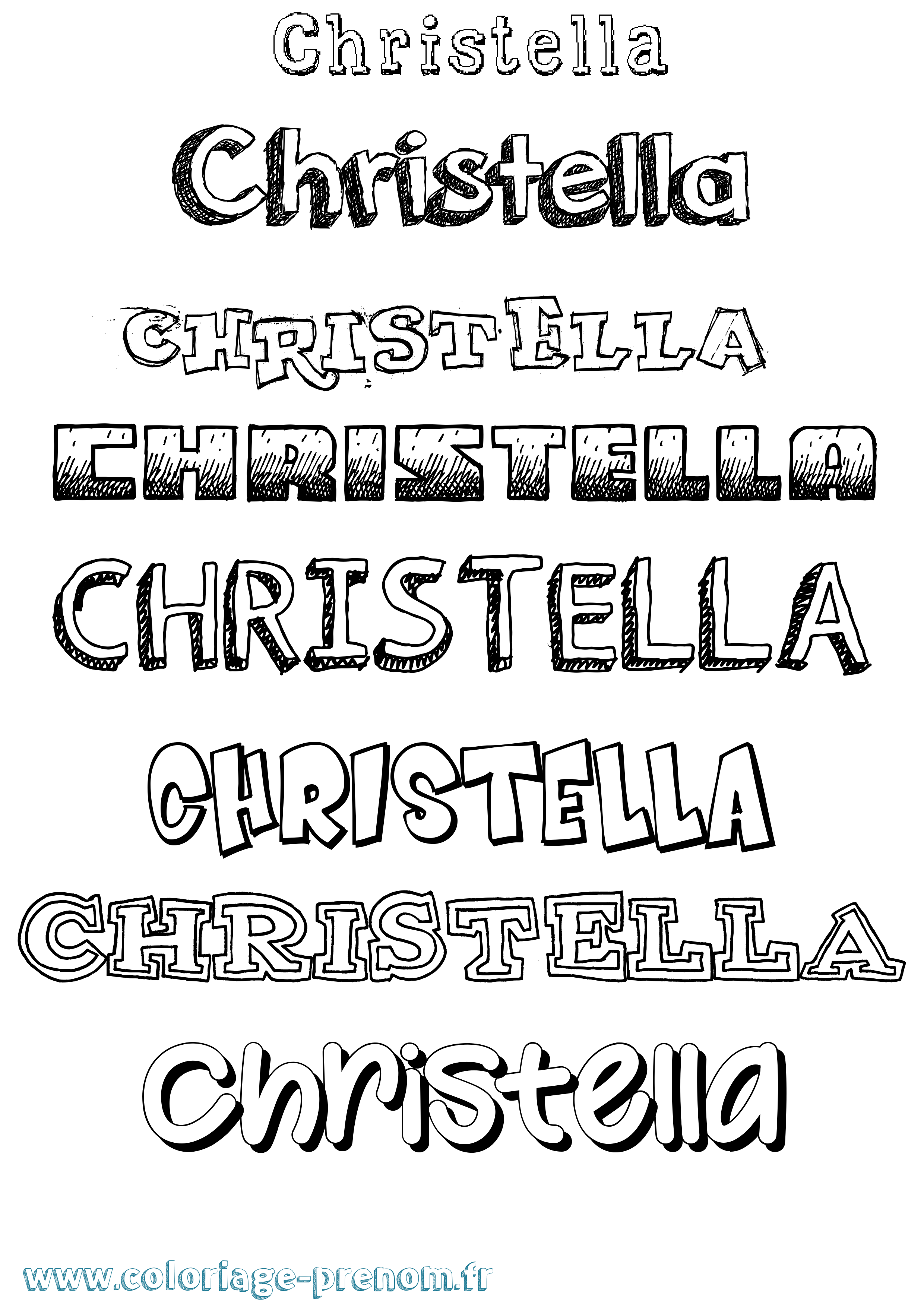Coloriage Christella Dessiné Coloriage prénom Christella Dessiné