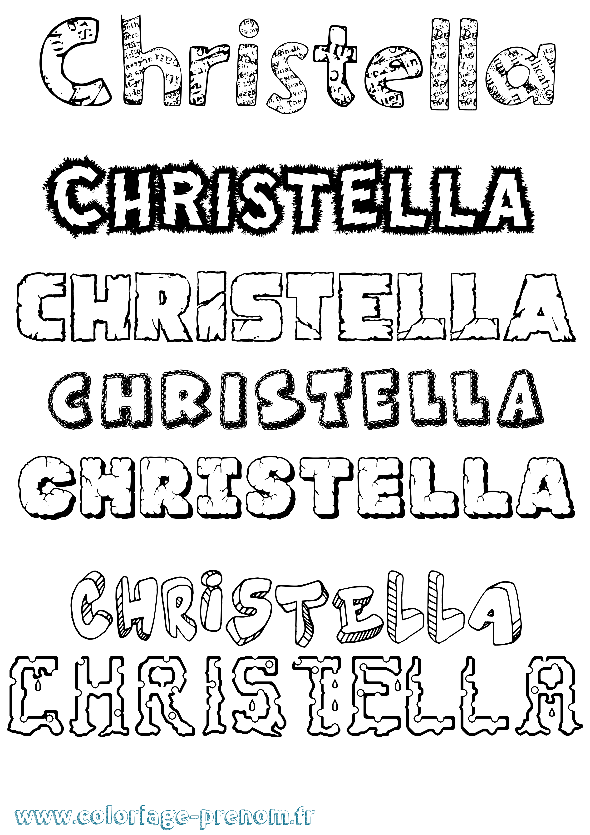Coloriage Christella Destructuré Coloriage prénom Christella Destructuré