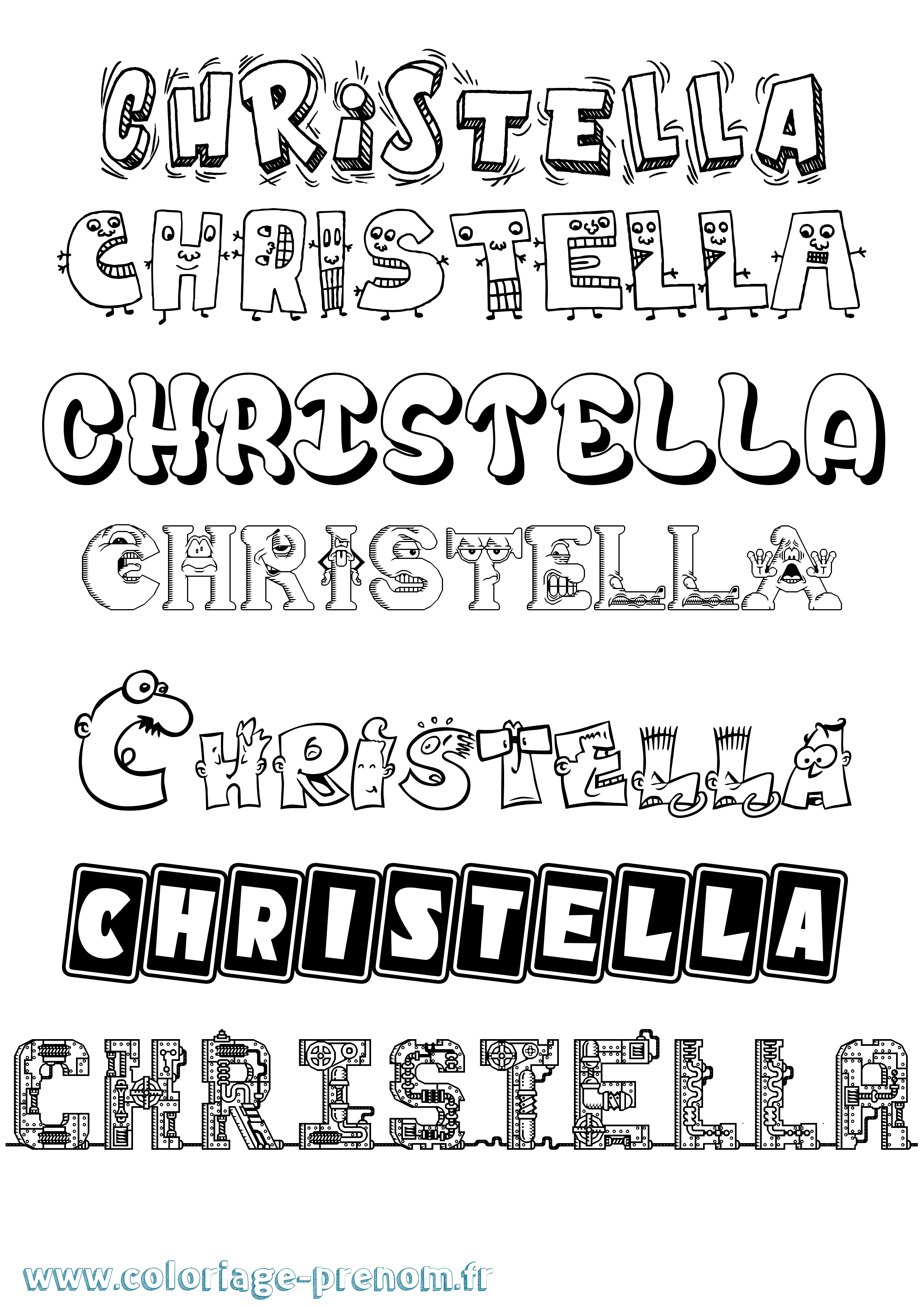Coloriage Christella Fun Coloriage prénom Christella Fun