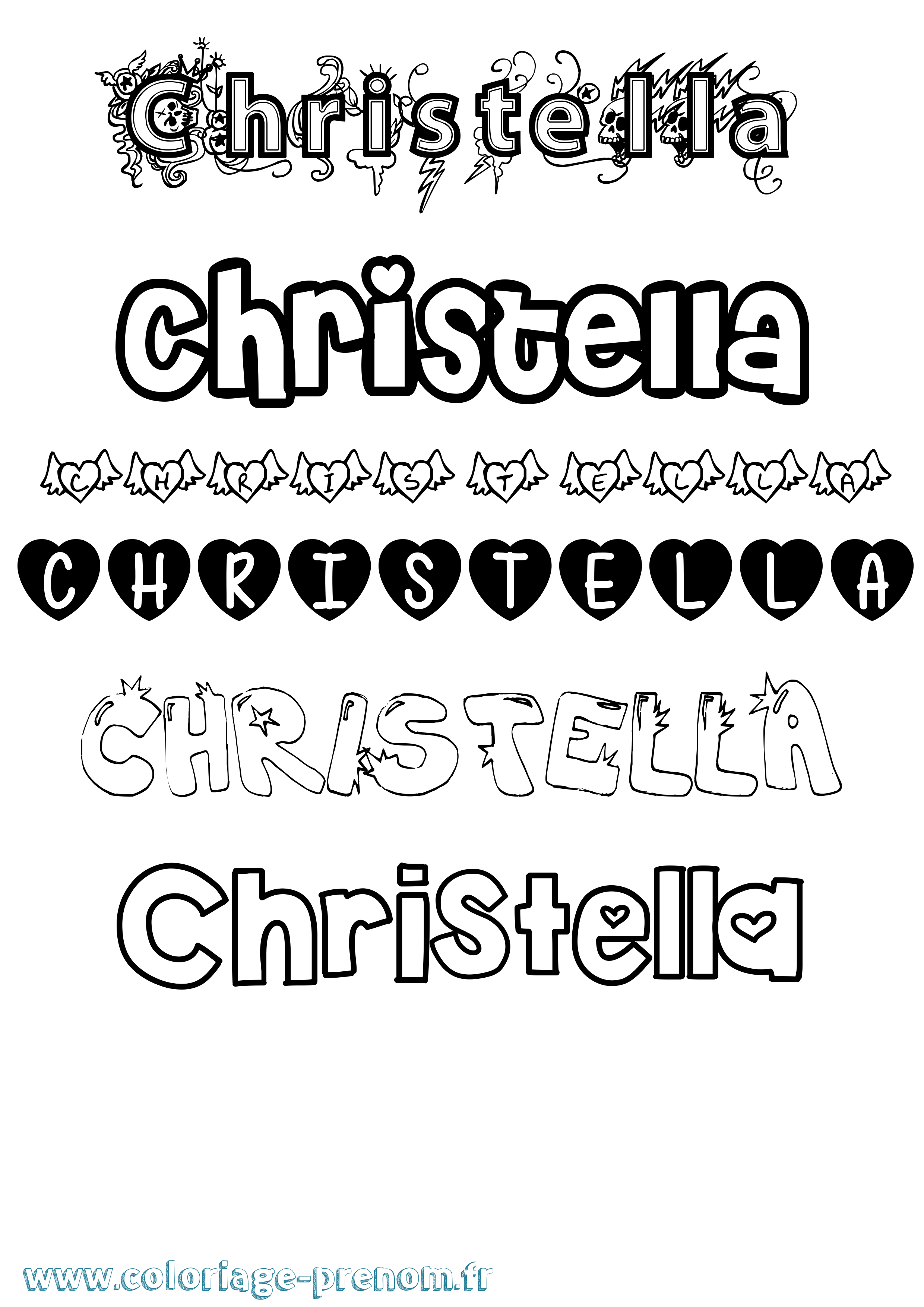 Coloriage Christella Girly Coloriage prénom Christella Girly