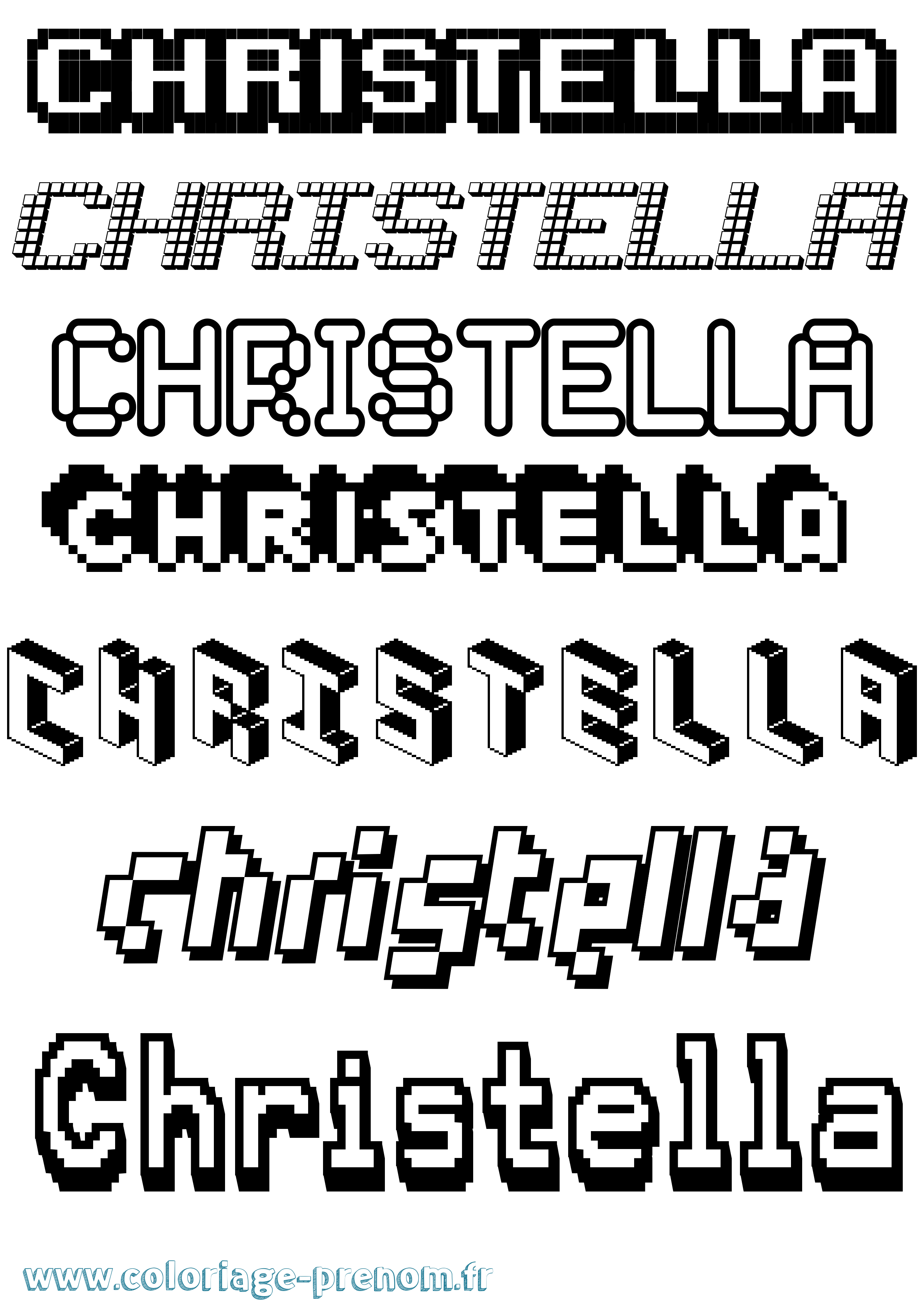 Coloriage Christella Pixel Coloriage prénom Christella Pixel