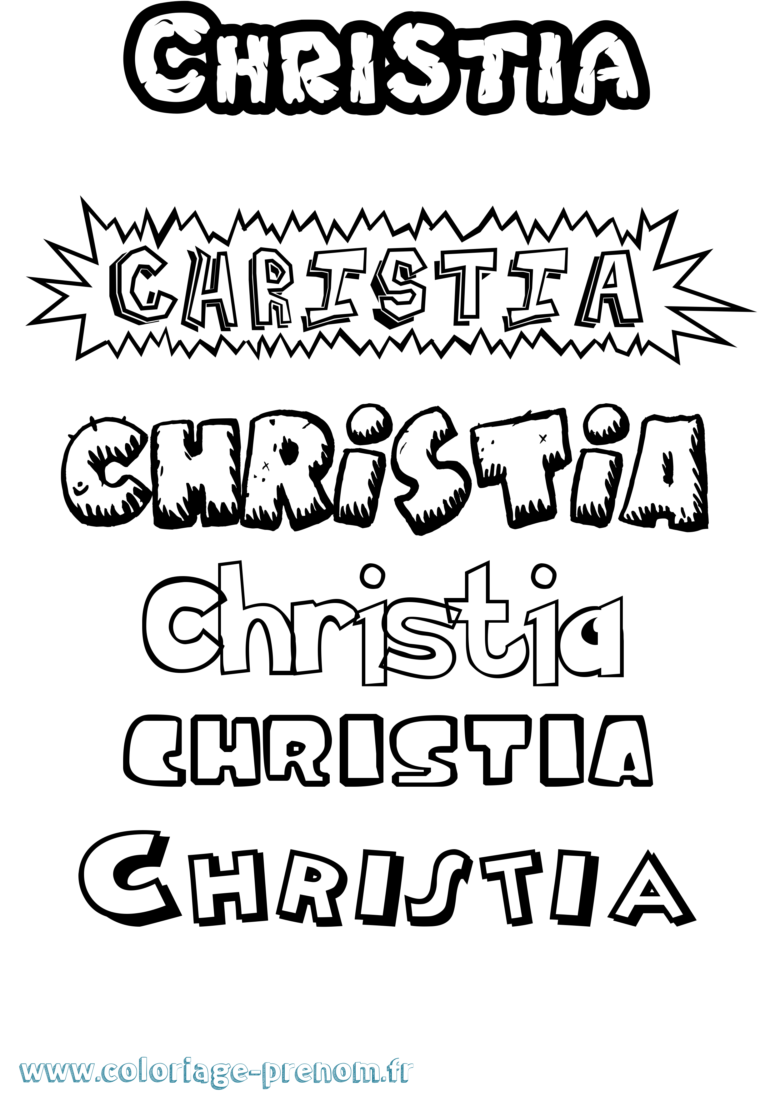Coloriage Christia Dessin Animé Coloriage prénom Christia Dessin Animé
