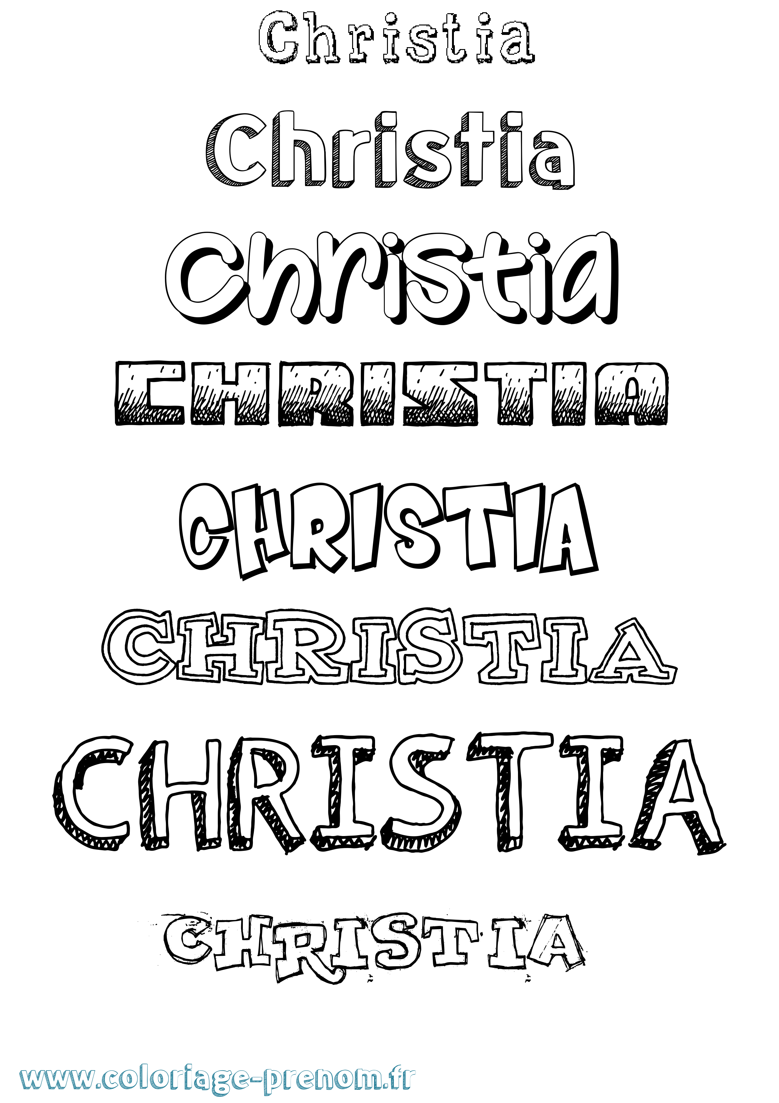 Coloriage Christia Dessiné Coloriage prénom Christia Dessiné