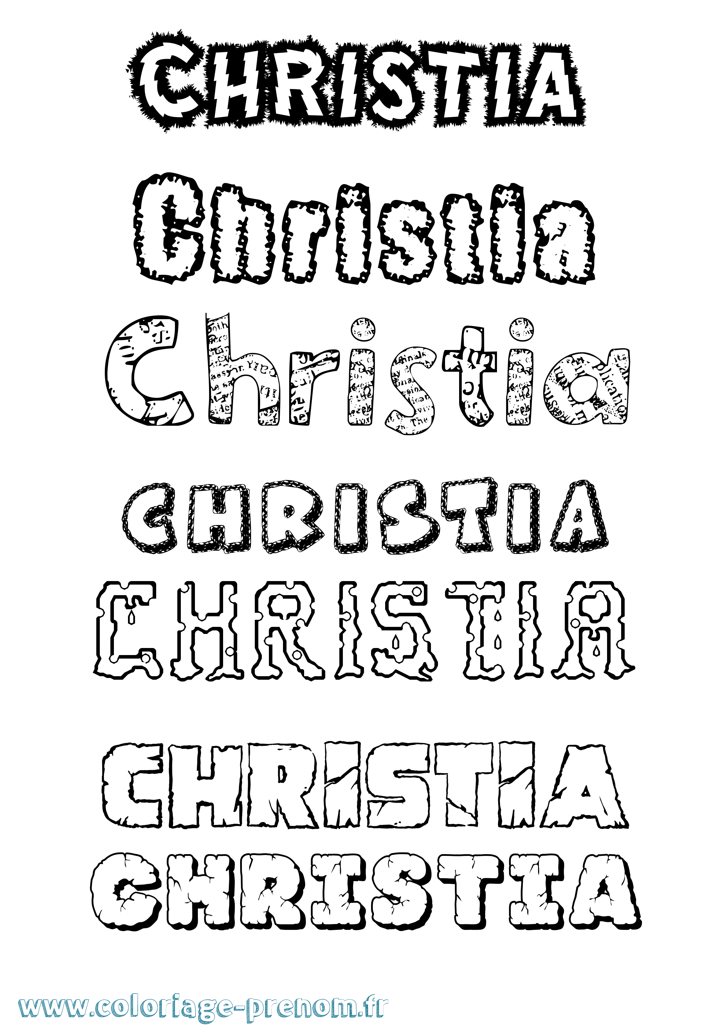 Coloriage Christia Destructuré Coloriage prénom Christia Destructuré