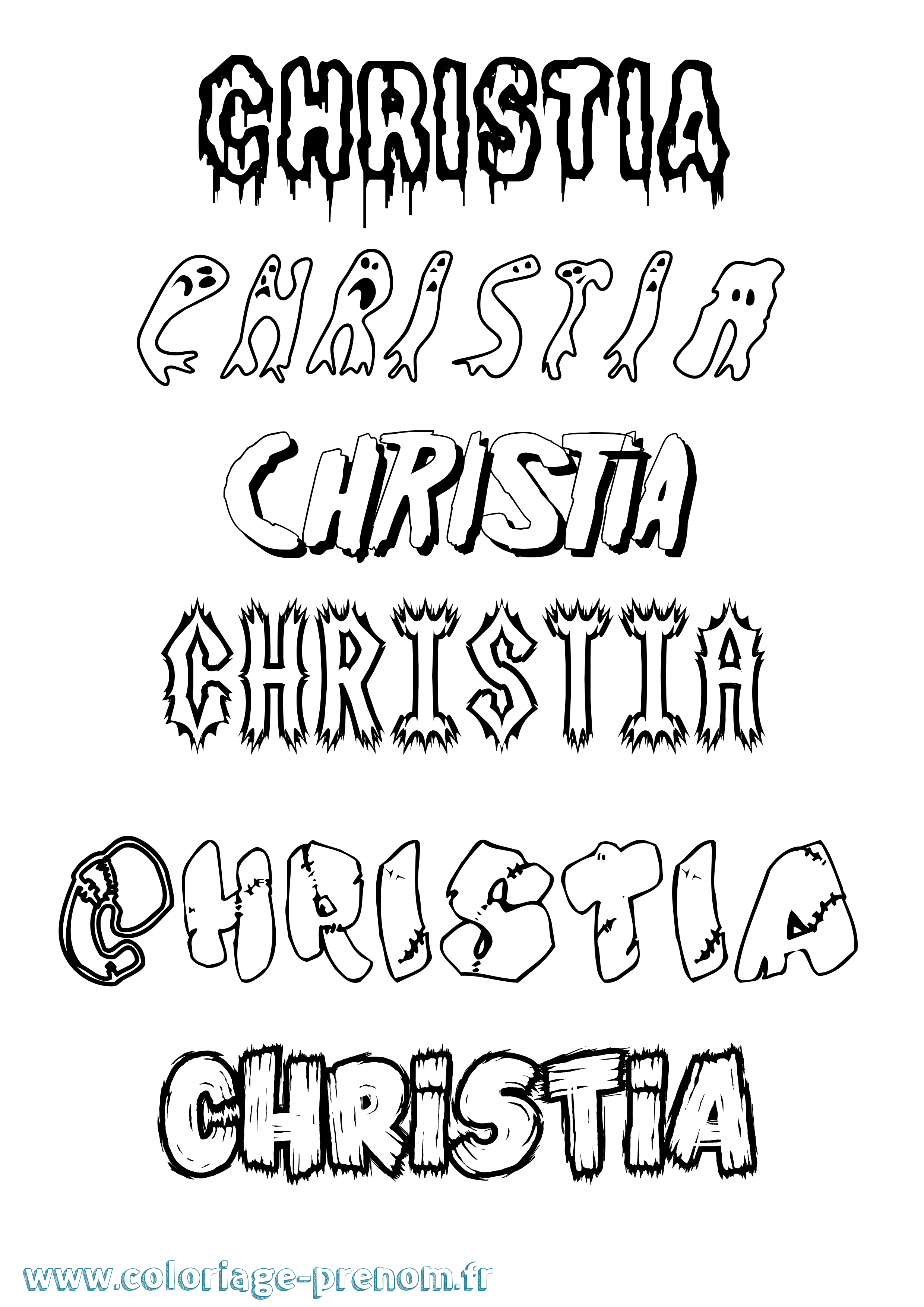 Coloriage Christia Frisson Coloriage prénom Christia Frisson