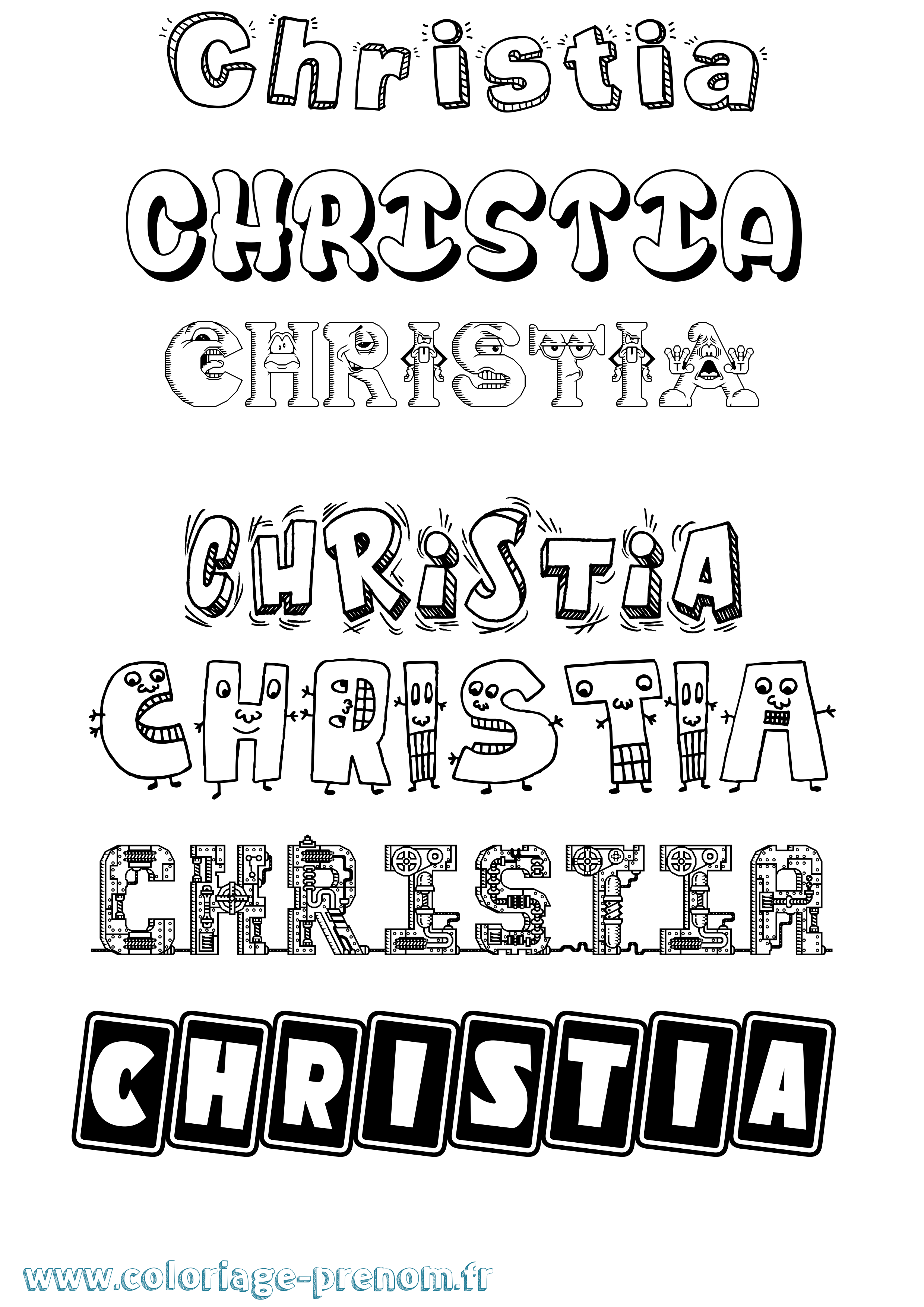 Coloriage Christia Fun Coloriage prénom Christia Fun