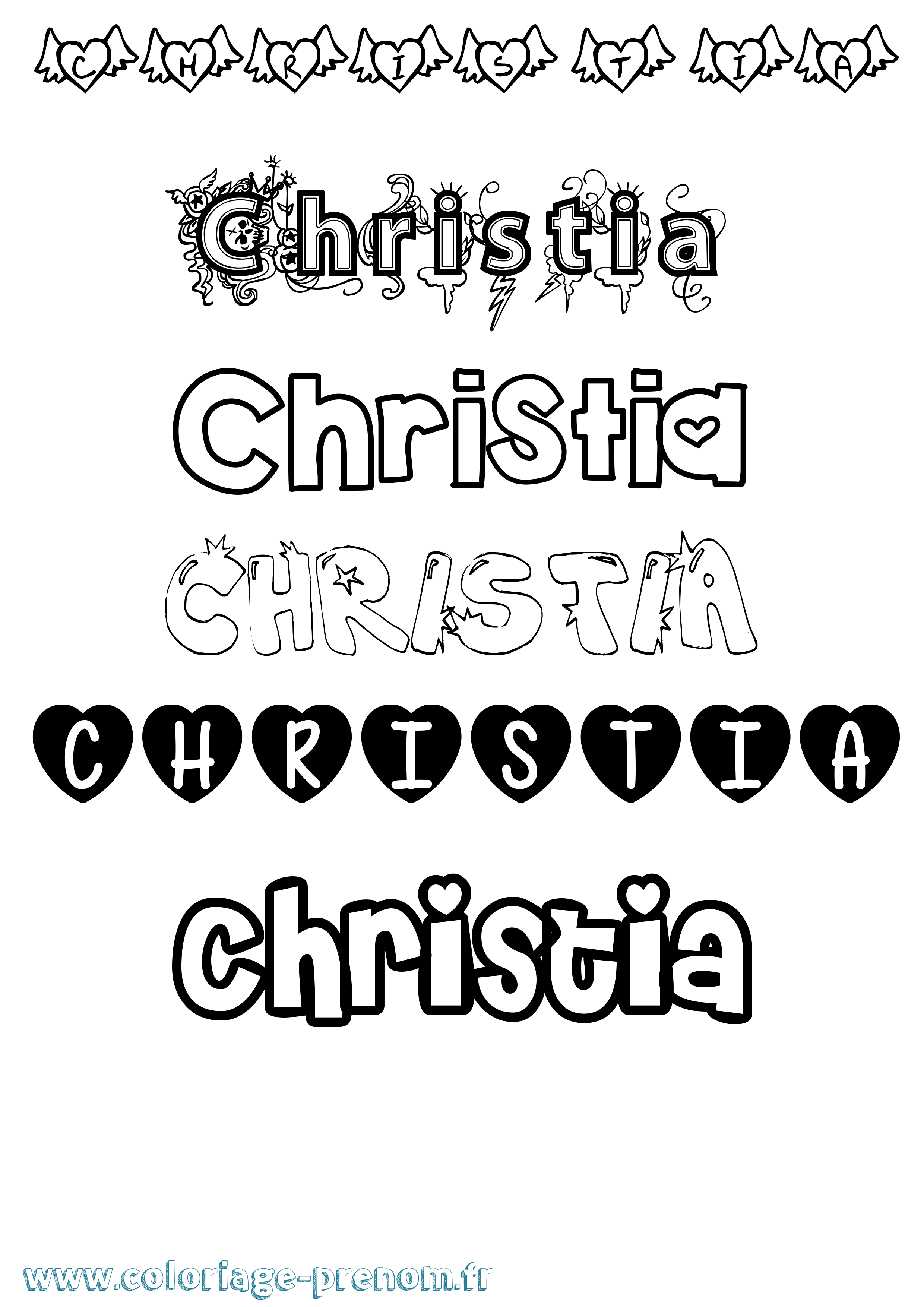 Coloriage Christia Girly Coloriage prénom Christia Girly