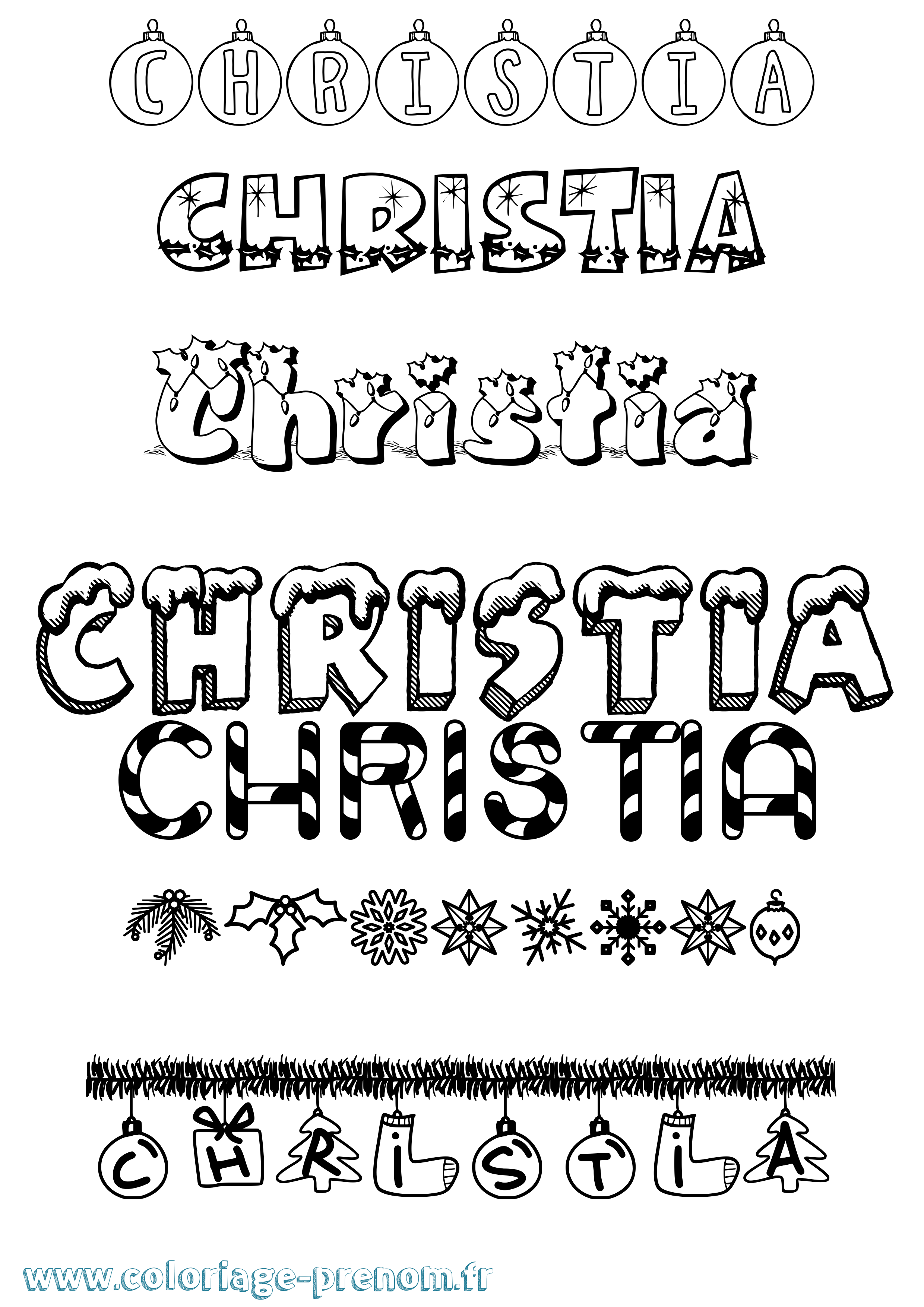 Coloriage Christia Noël Coloriage prénom Christia Noël