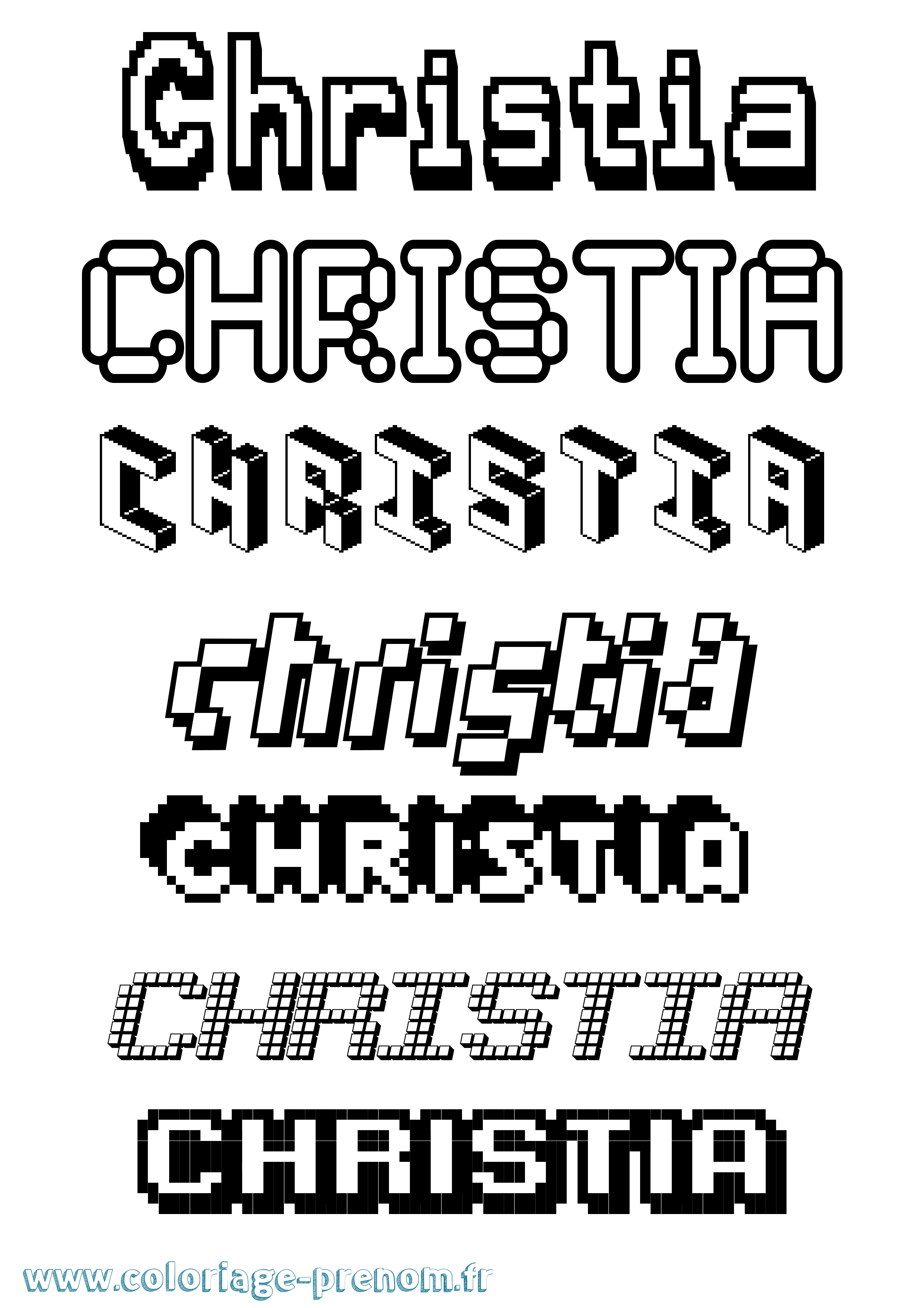 Coloriage Christia Pixel Coloriage prénom Christia Pixel