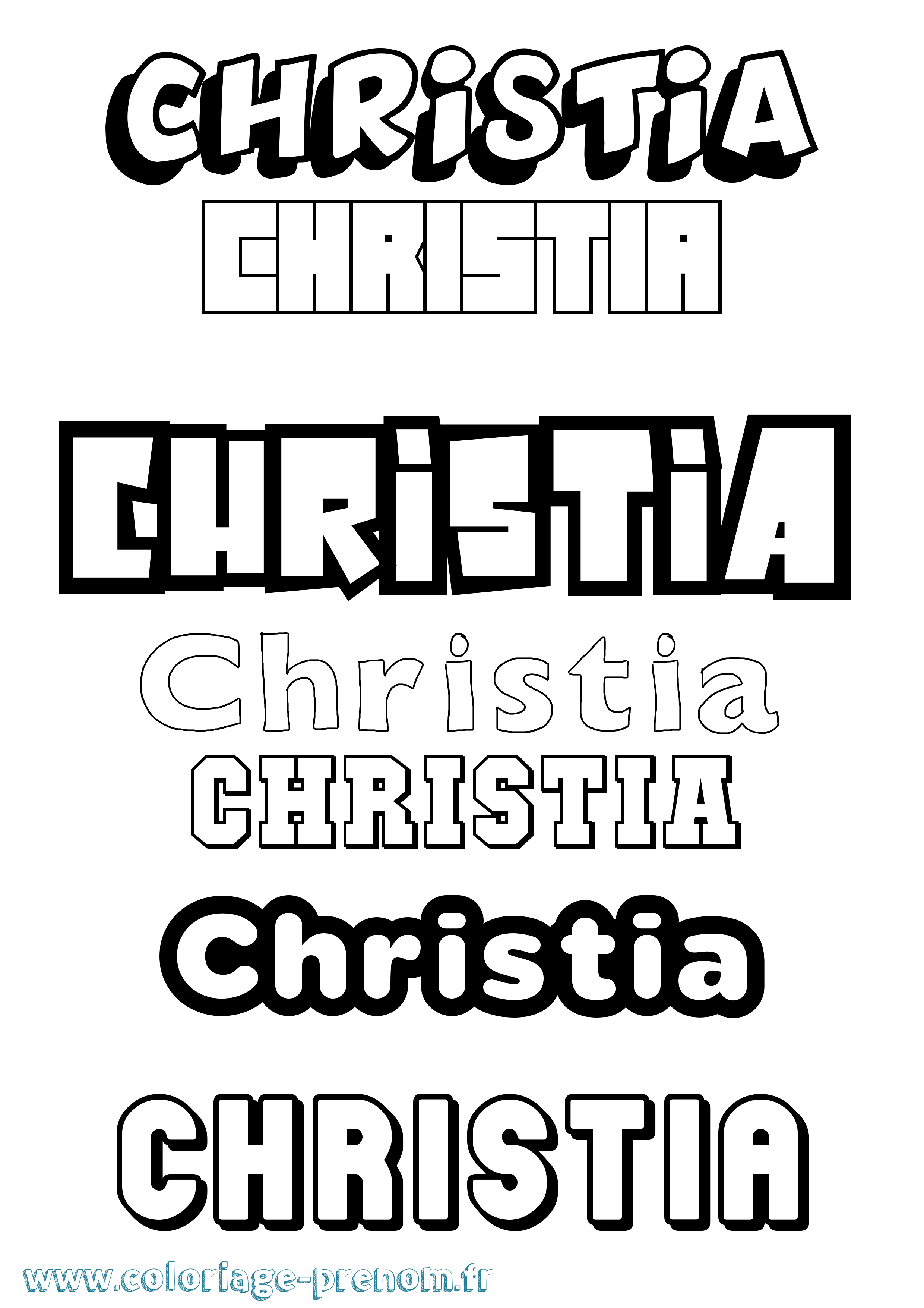Coloriage Christia Simple Coloriage prénom Christia Simple