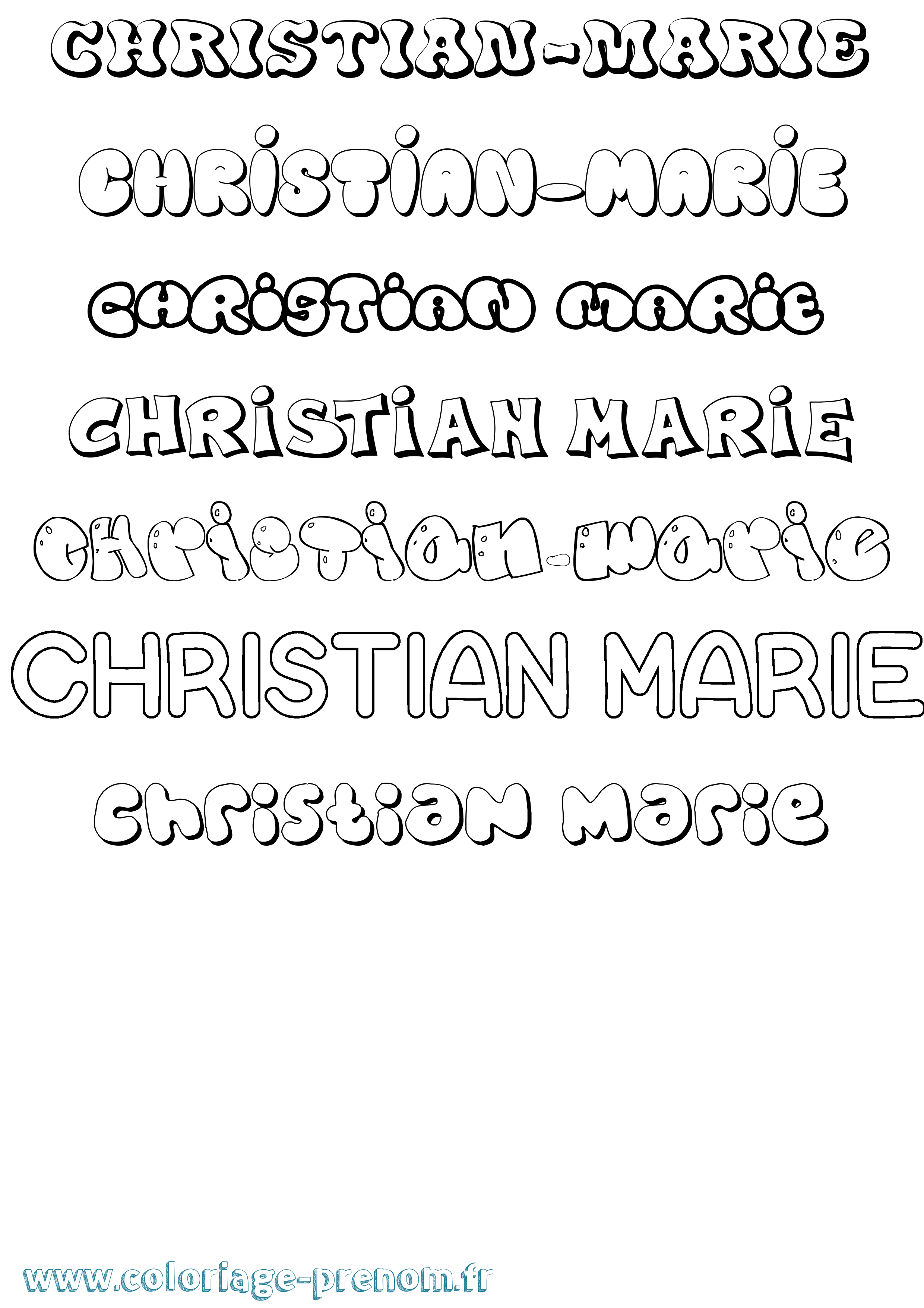 Coloriage Christian-Marie Bubble Coloriage prénom Christian-Marie Bubble