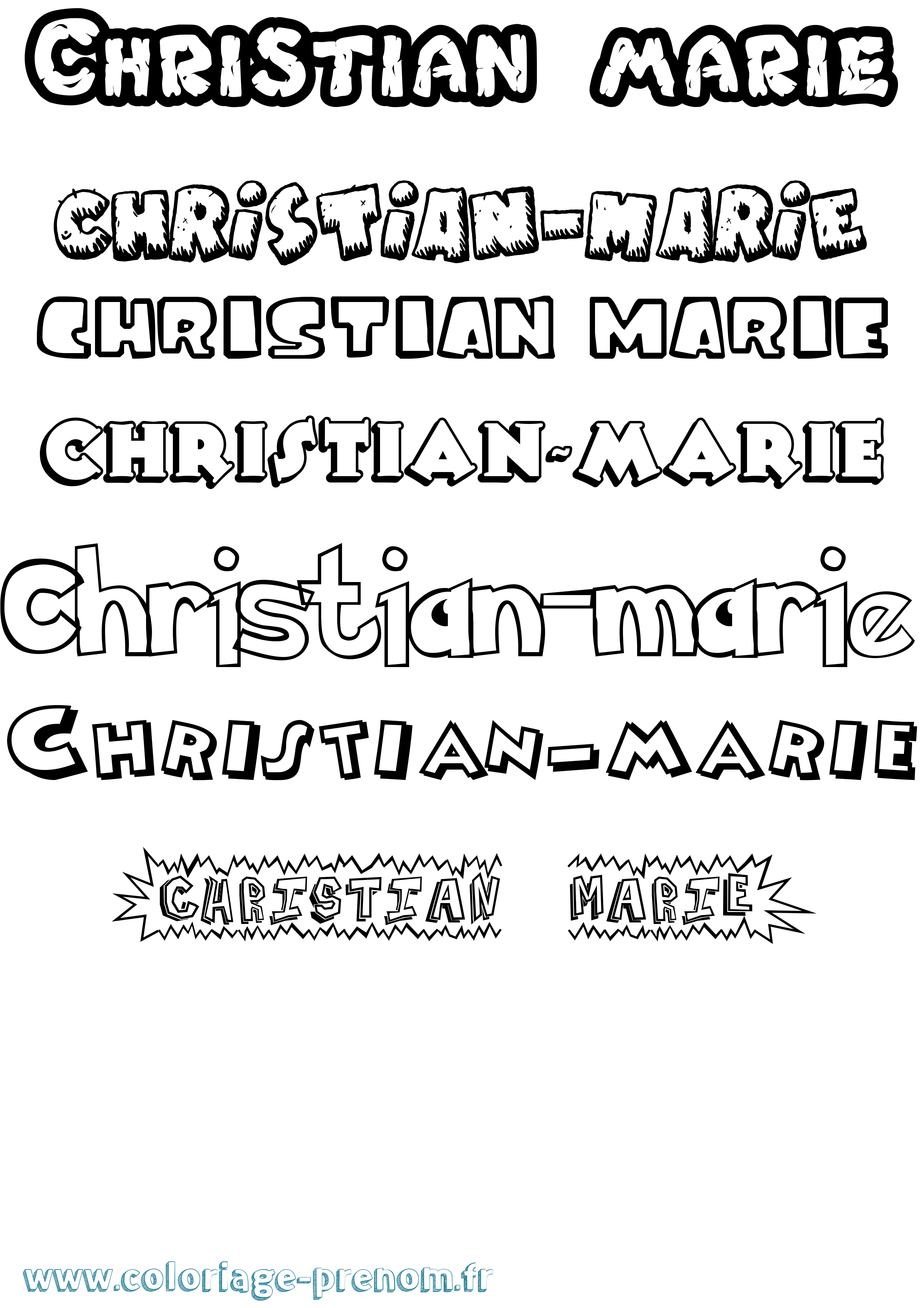 Coloriage Christian-Marie Dessin Animé Coloriage prénom Christian-Marie Dessin Animé