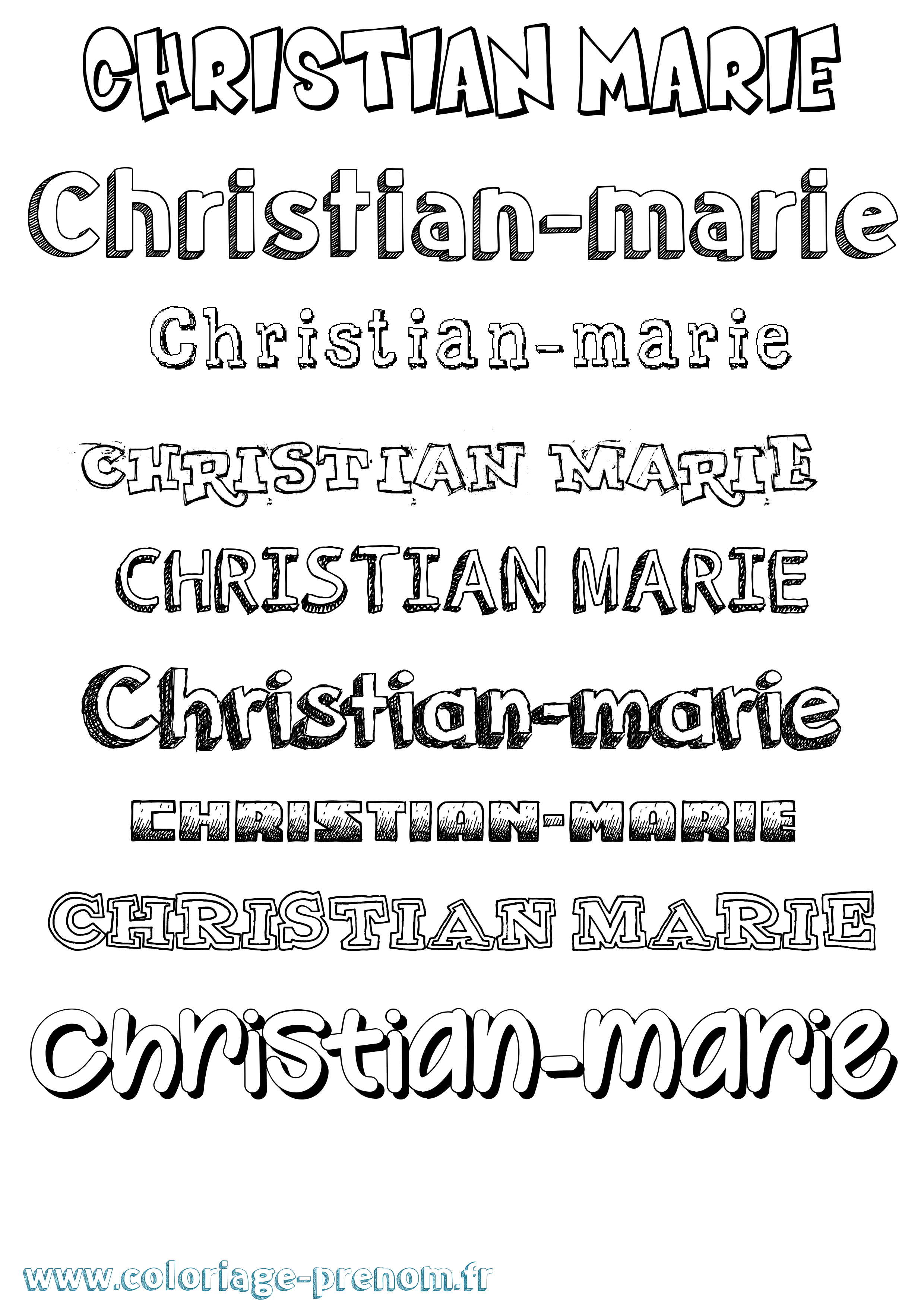 Coloriage Christian-Marie Dessiné Coloriage prénom Christian-Marie Dessiné