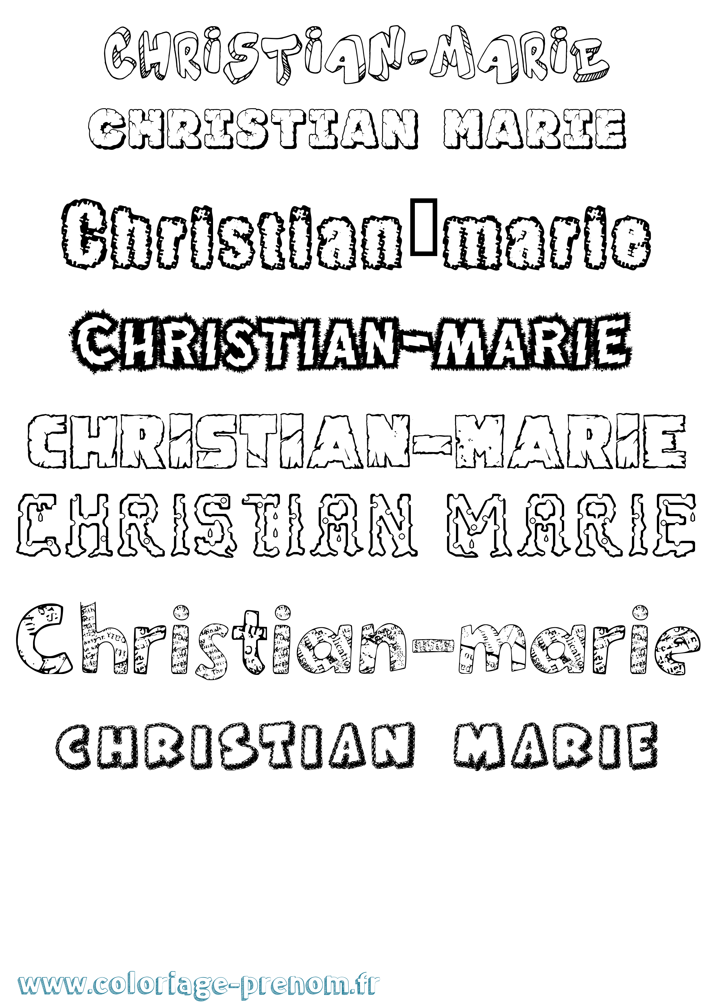 Coloriage Christian-Marie Destructuré Coloriage prénom Christian-Marie Destructuré