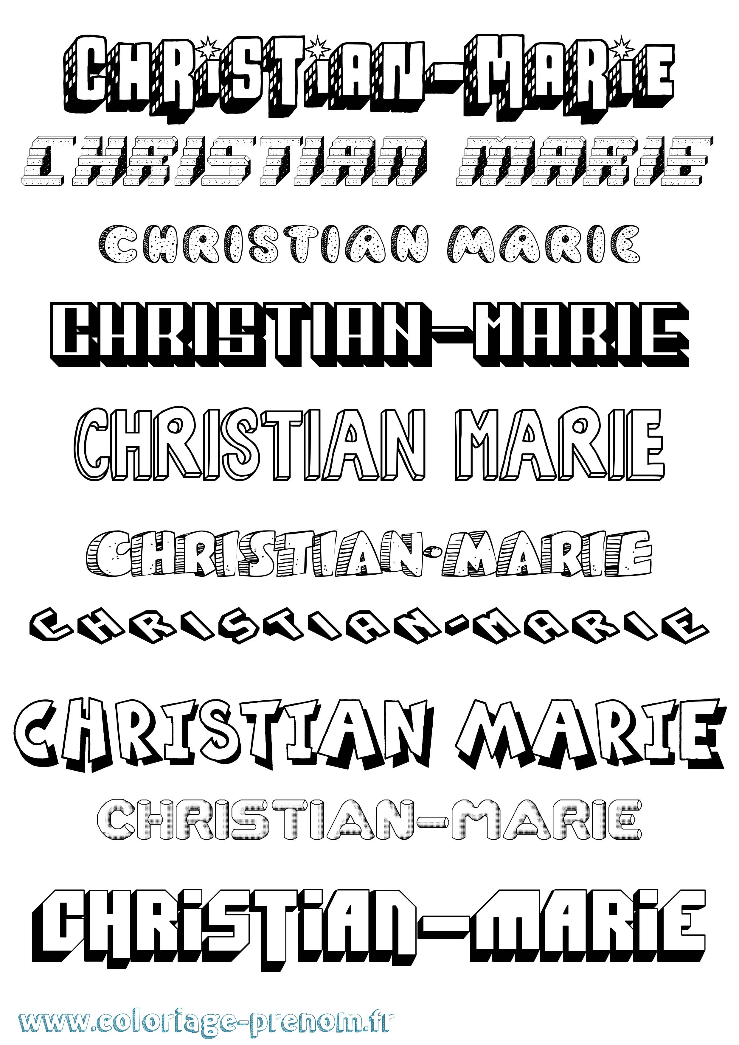 Coloriage Christian-Marie Effet 3D Coloriage prénom Christian-Marie Effet 3D