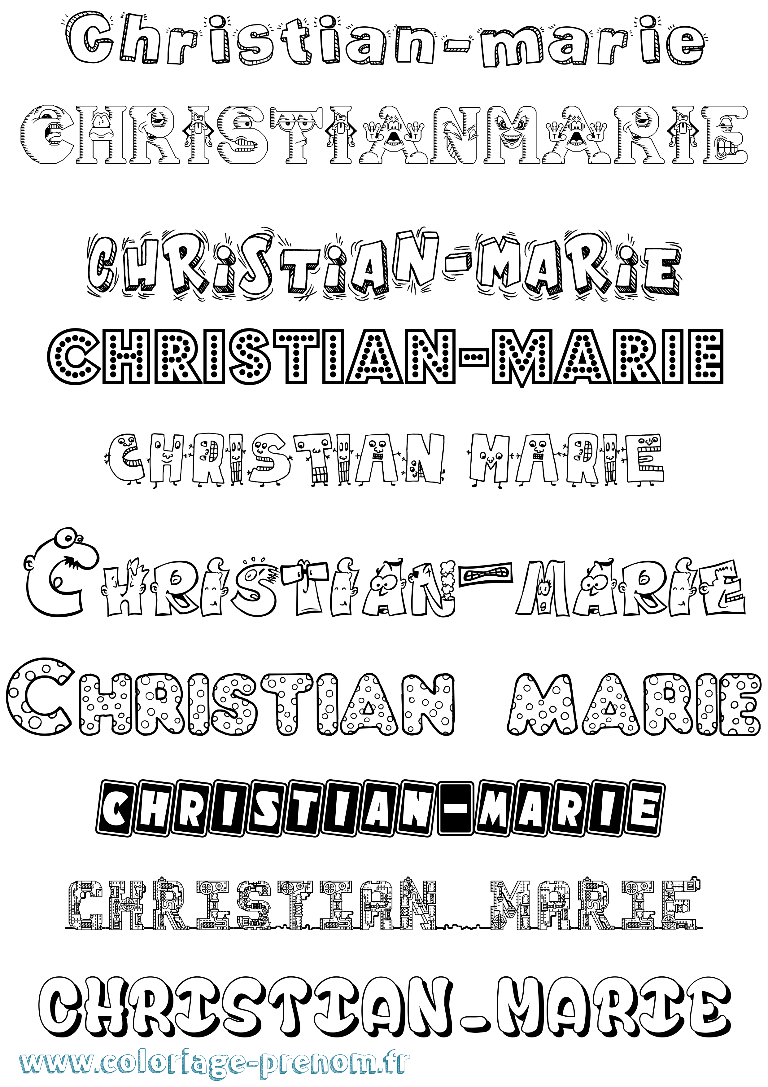 Coloriage Christian-Marie Fun Coloriage prénom Christian-Marie Fun