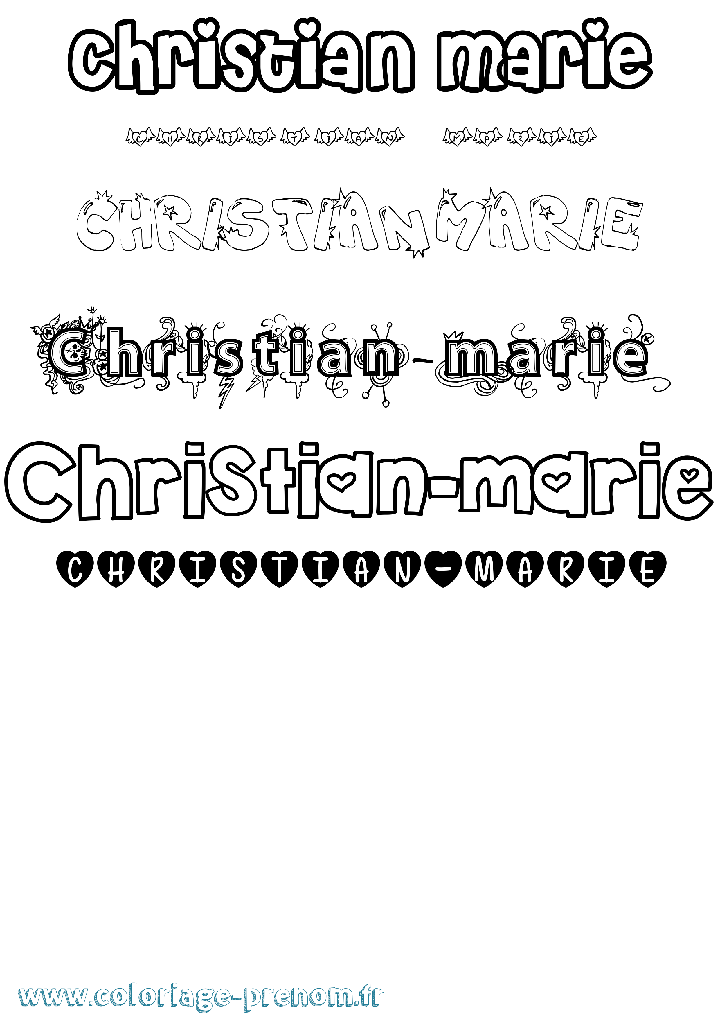 Coloriage Christian-Marie Girly Coloriage prénom Christian-Marie Girly