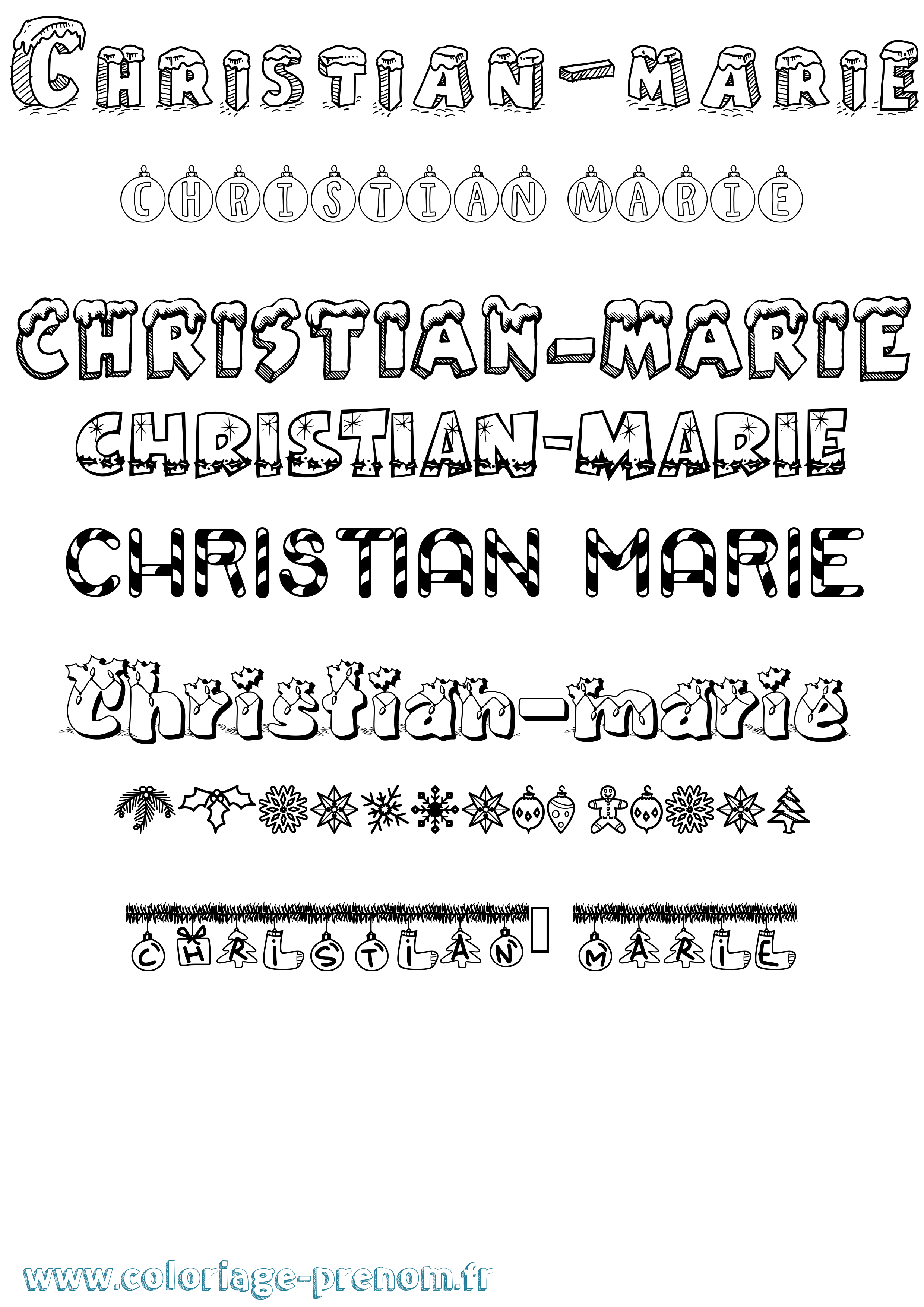 Coloriage Christian-Marie Noël Coloriage prénom Christian-Marie Noël
