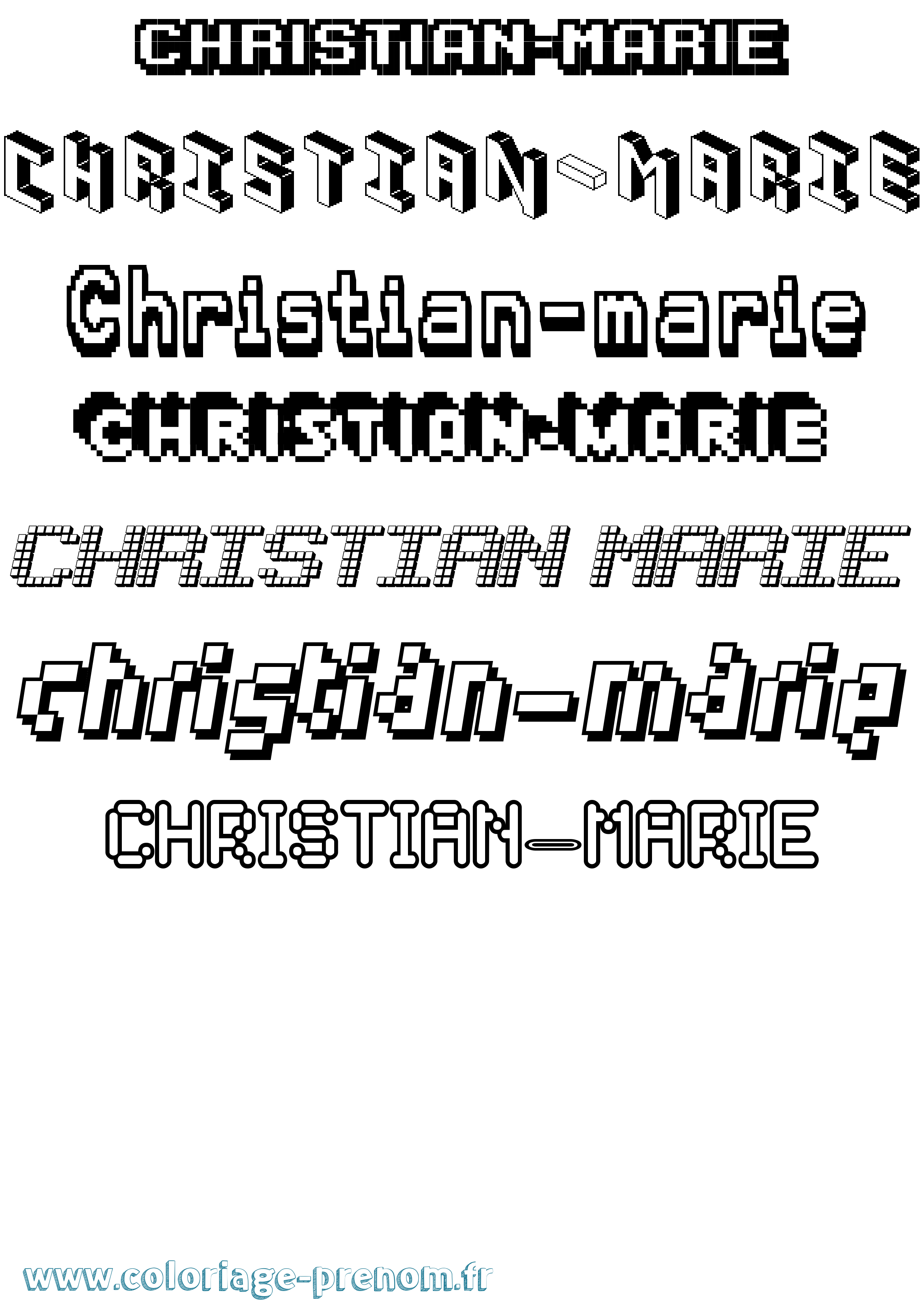 Coloriage Christian-Marie Pixel Coloriage prénom Christian-Marie Pixel