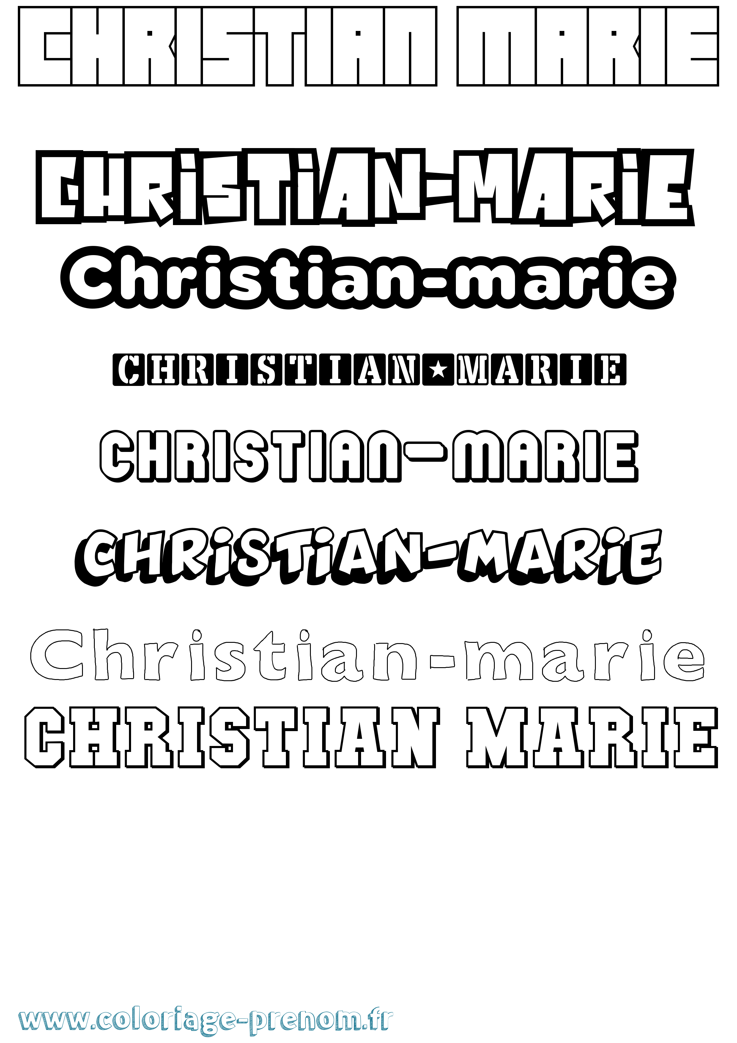 Coloriage Christian-Marie Simple Coloriage prénom Christian-Marie Simple