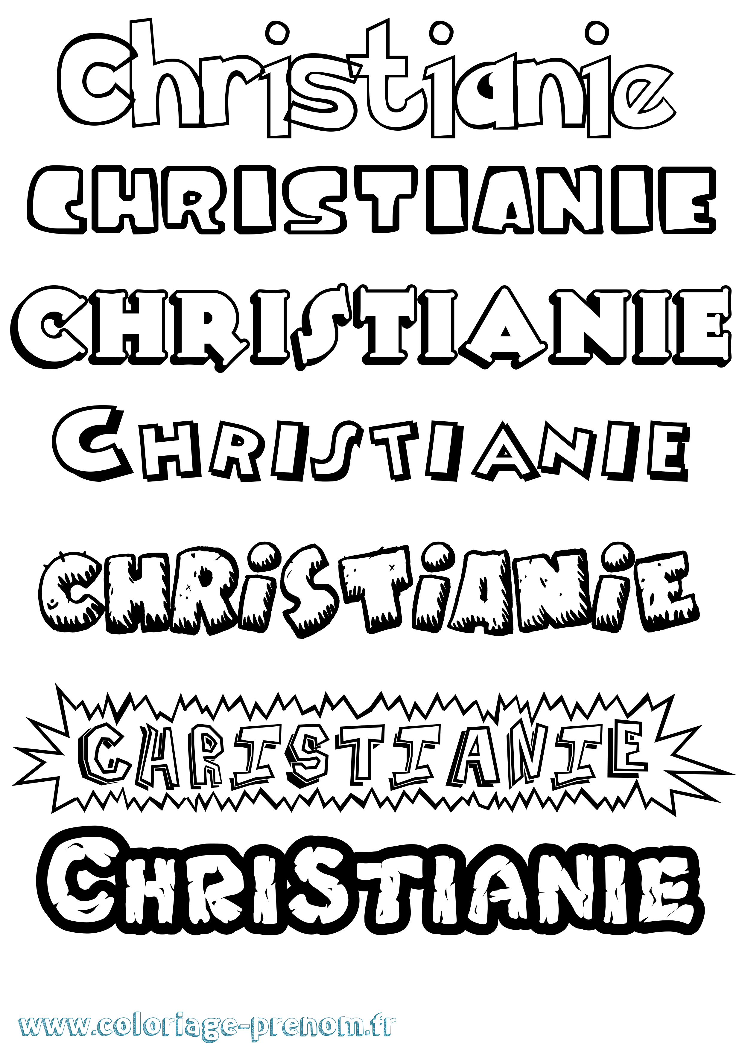 Coloriage Christianie Dessin Animé Coloriage prénom Christianie Dessin Animé