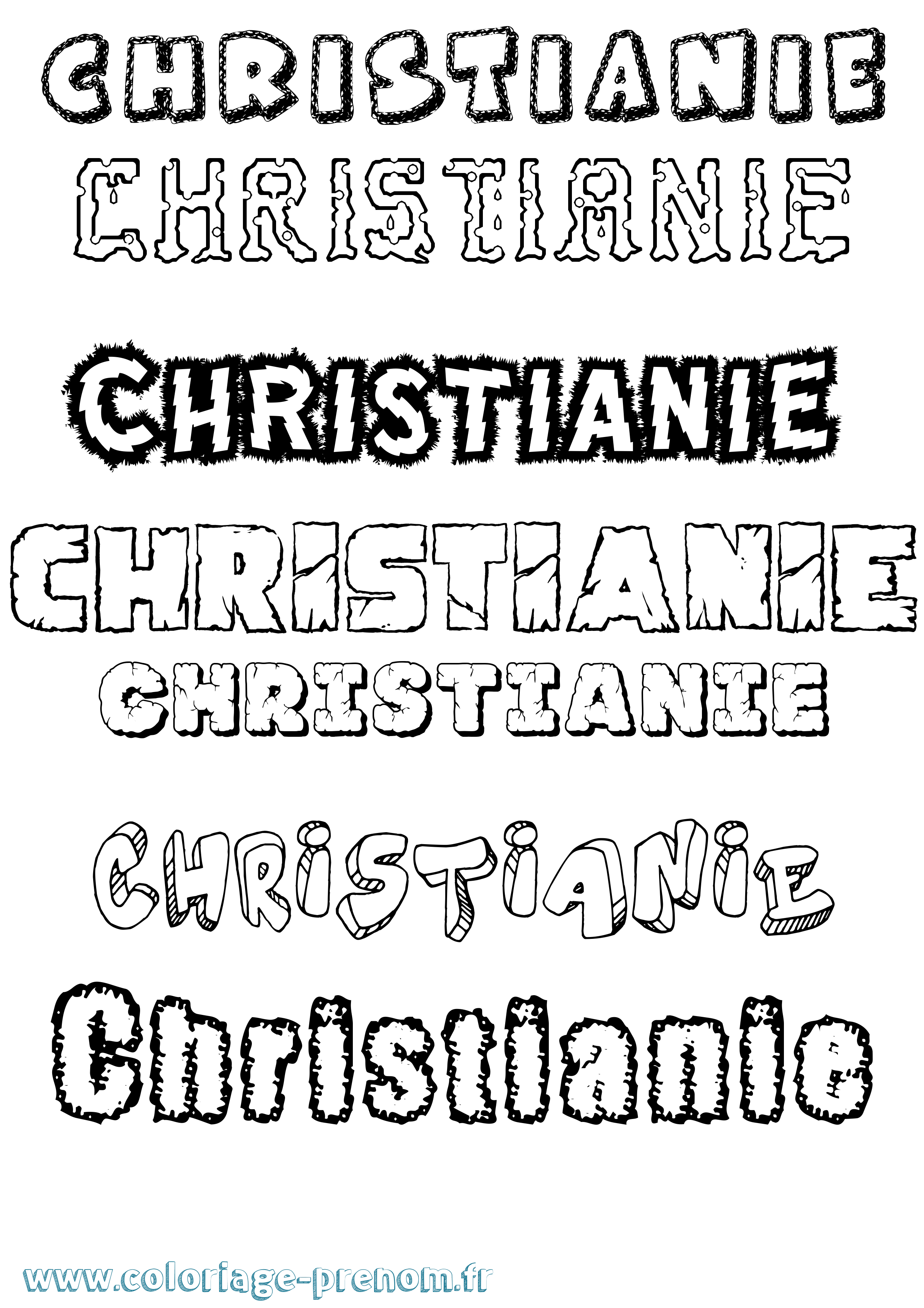 Coloriage Christianie Destructuré Coloriage prénom Christianie Destructuré