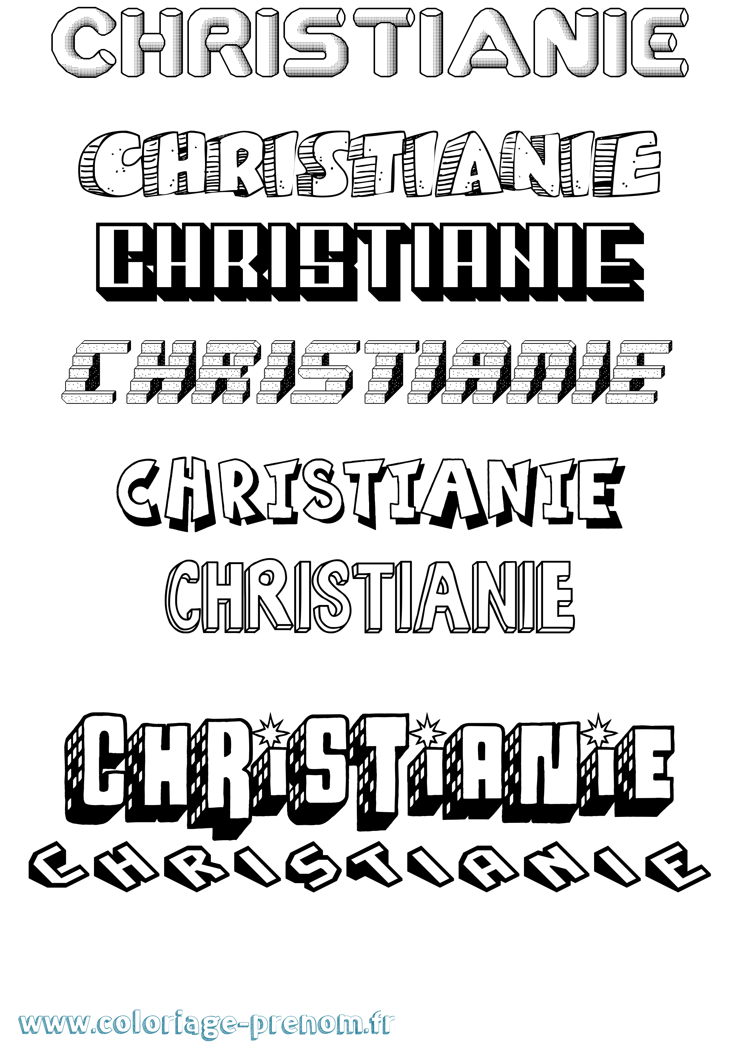 Coloriage Christianie Effet 3D Coloriage prénom Christianie Effet 3D