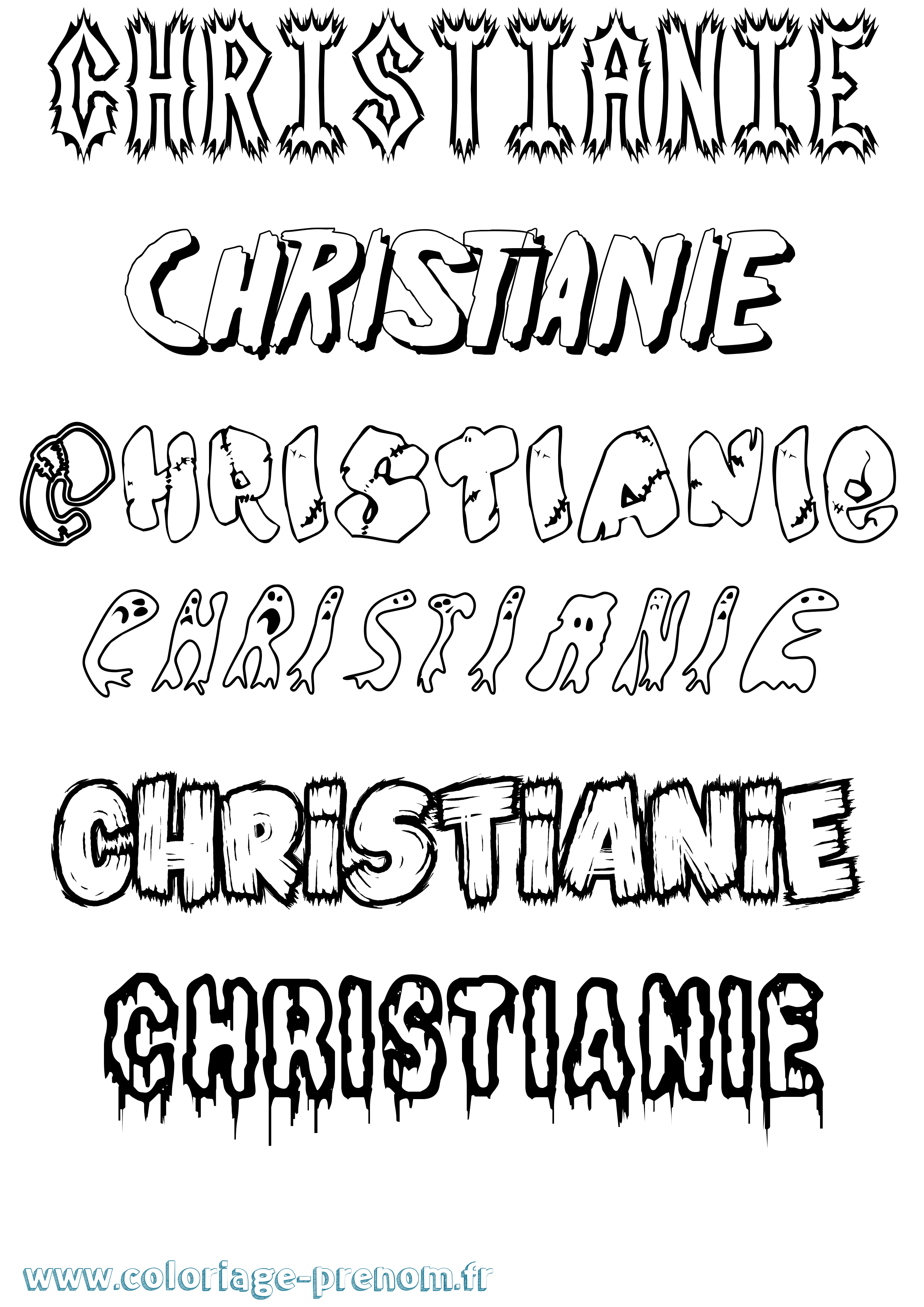 Coloriage Christianie Frisson Coloriage prénom Christianie Frisson