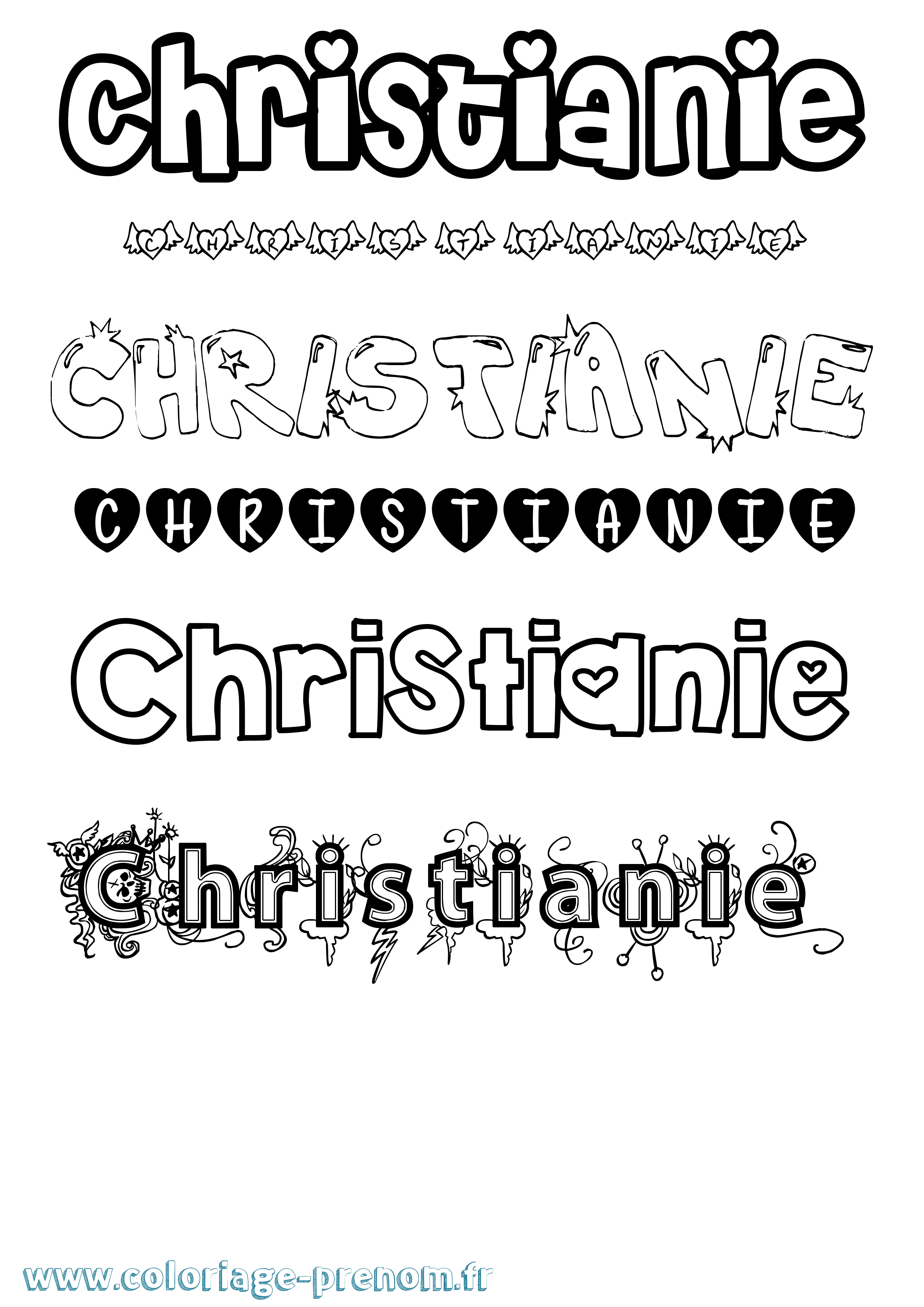 Coloriage Christianie Girly Coloriage prénom Christianie Girly