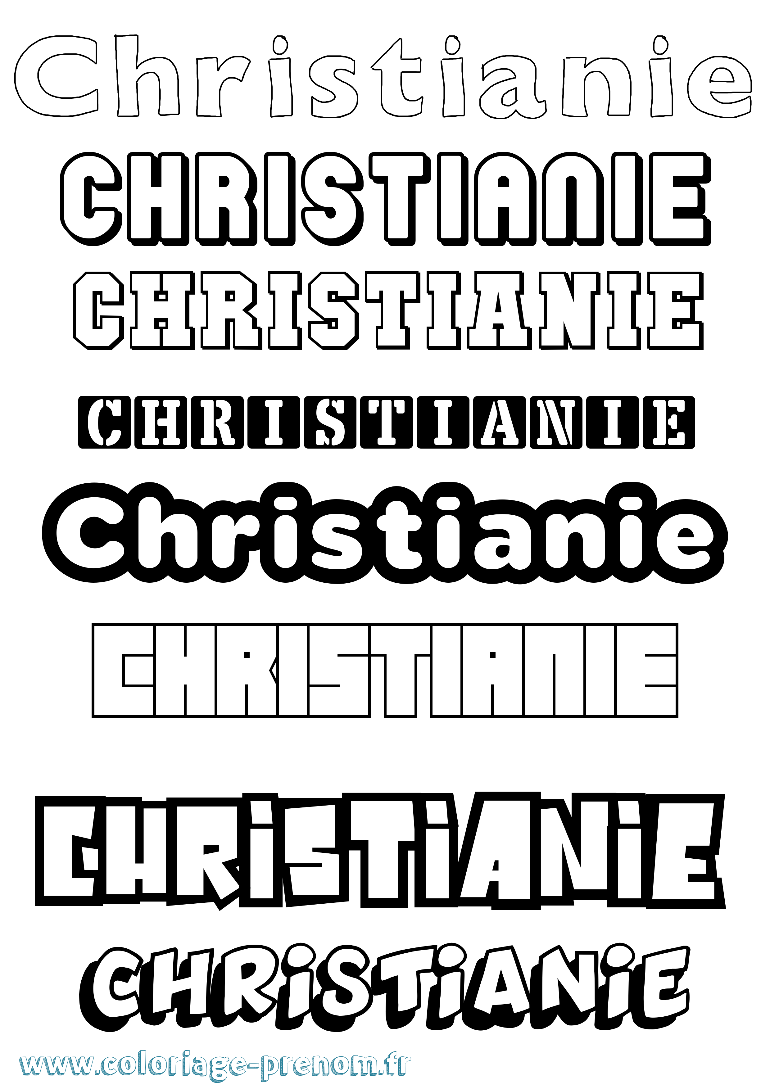 Coloriage Christianie Simple Coloriage prénom Christianie Simple