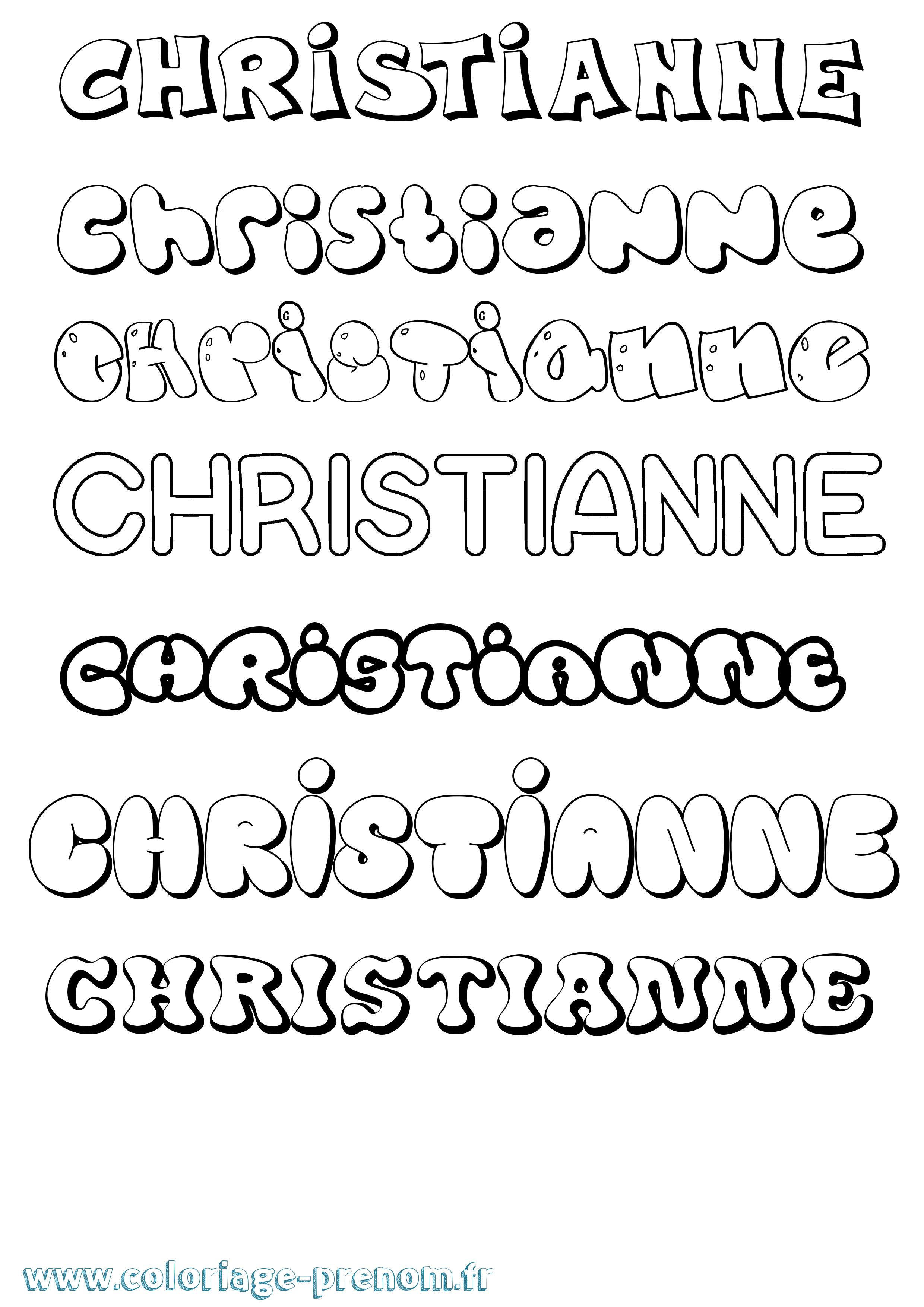 Coloriage Christianne Bubble Coloriage prénom Christianne Bubble