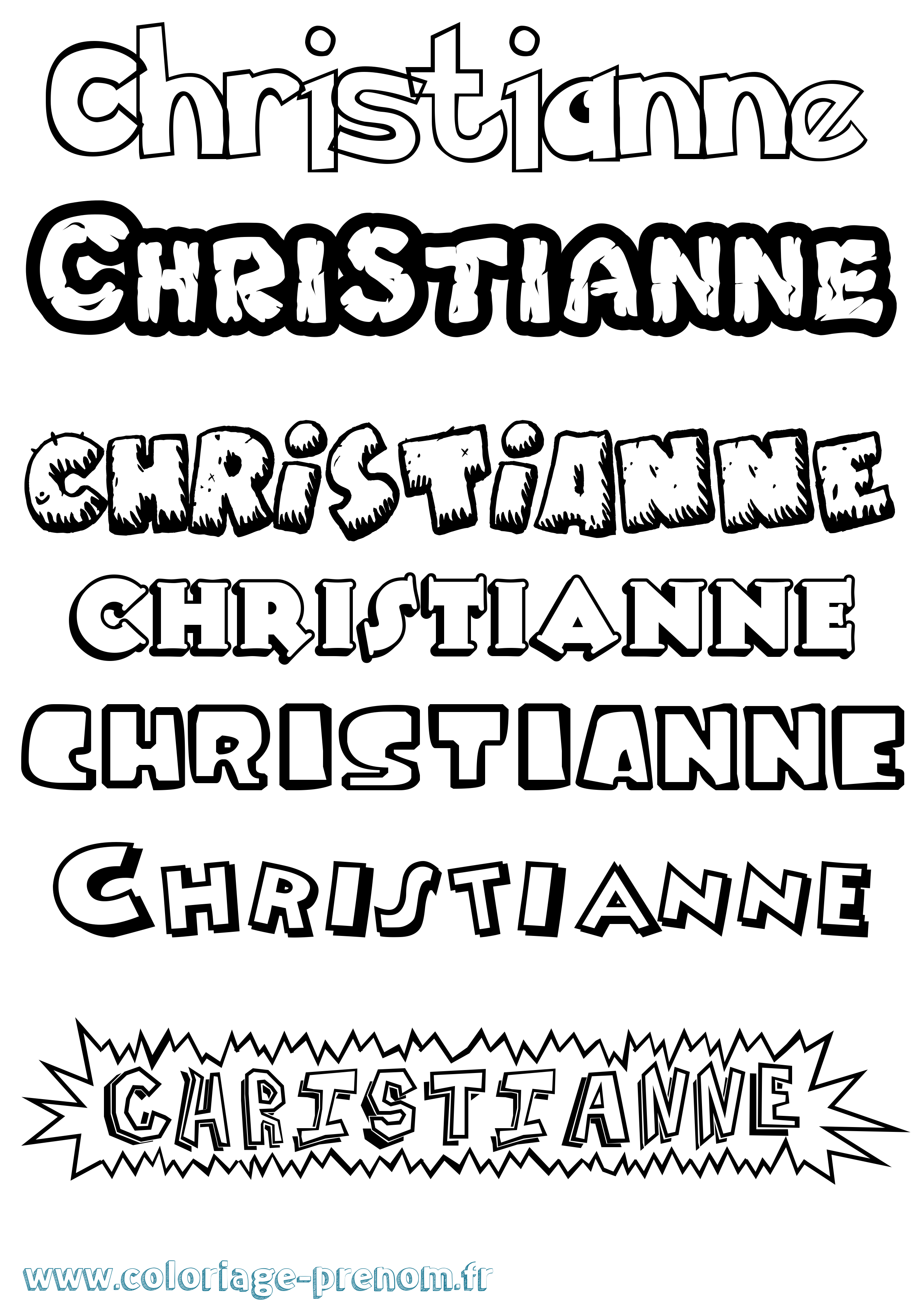 Coloriage Christianne Dessin Animé Coloriage prénom Christianne Dessin Animé