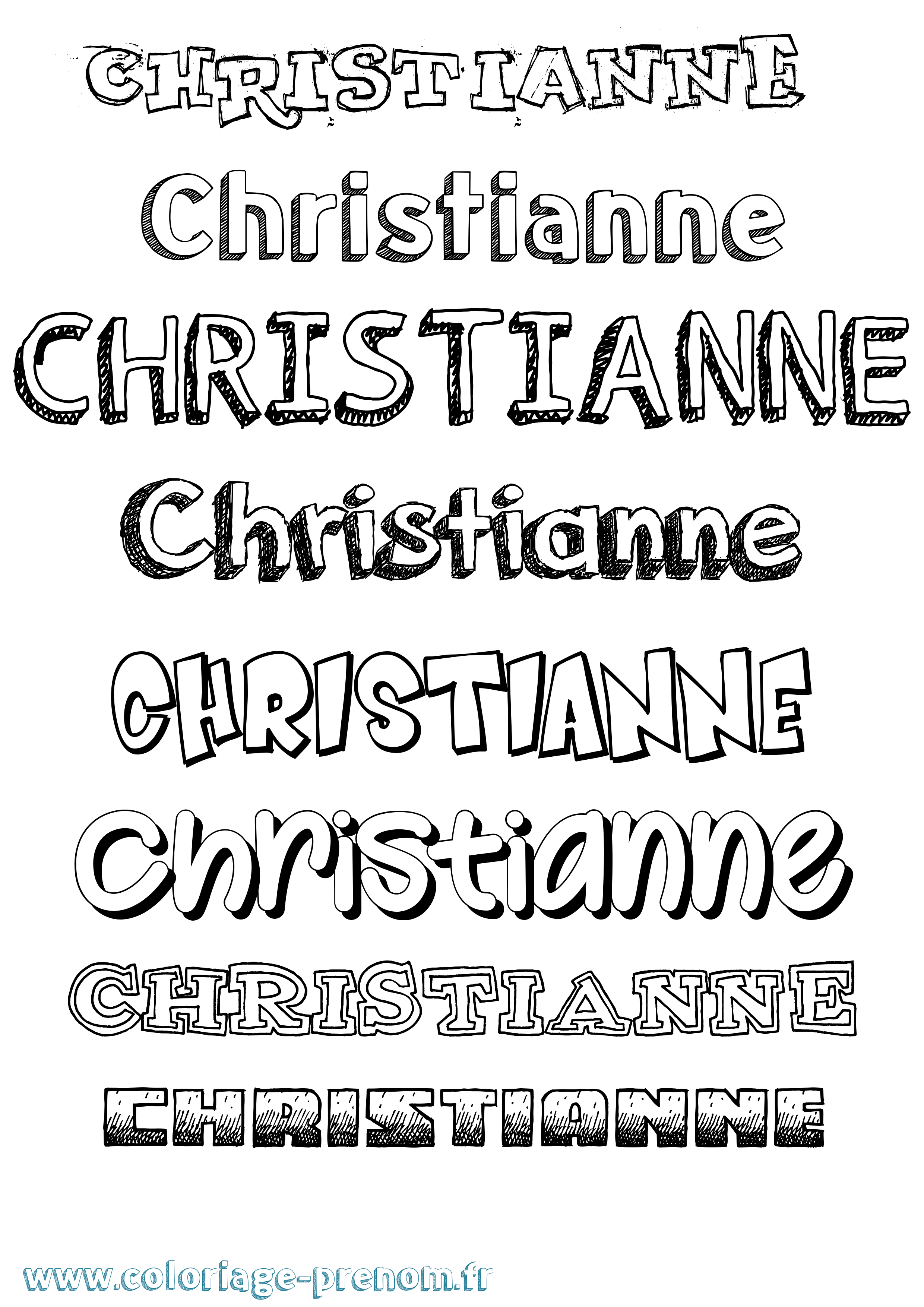 Coloriage Christianne Dessiné Coloriage prénom Christianne Dessiné