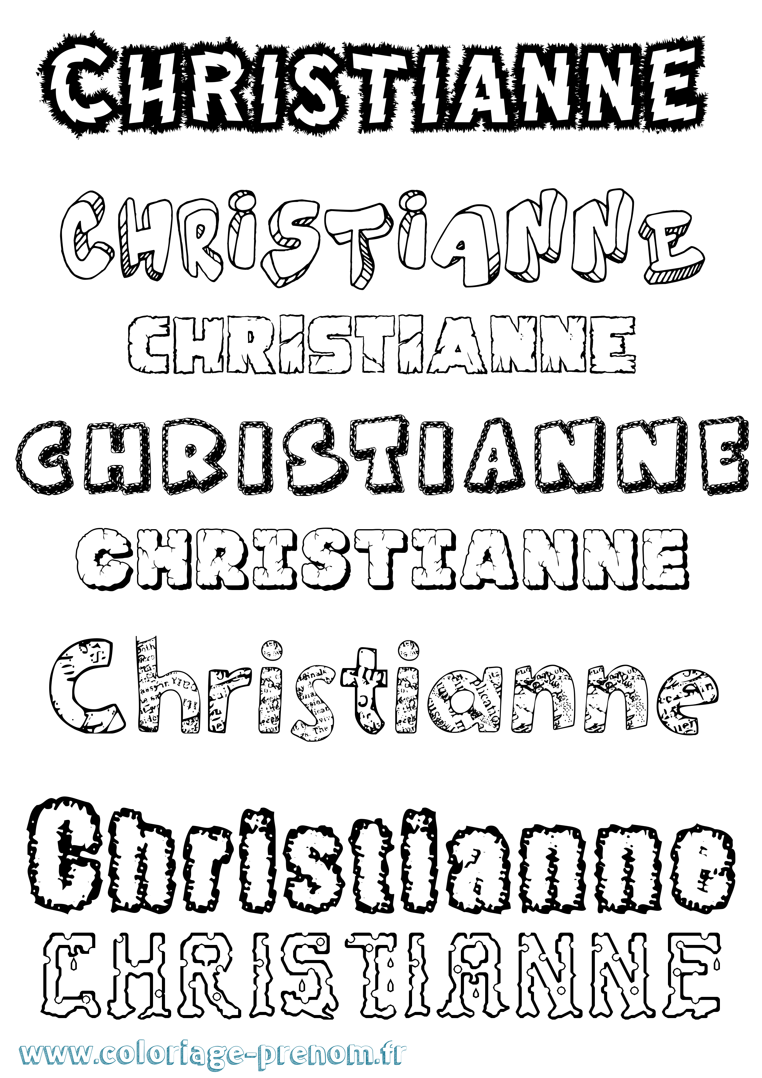 Coloriage Christianne Destructuré Coloriage prénom Christianne Destructuré