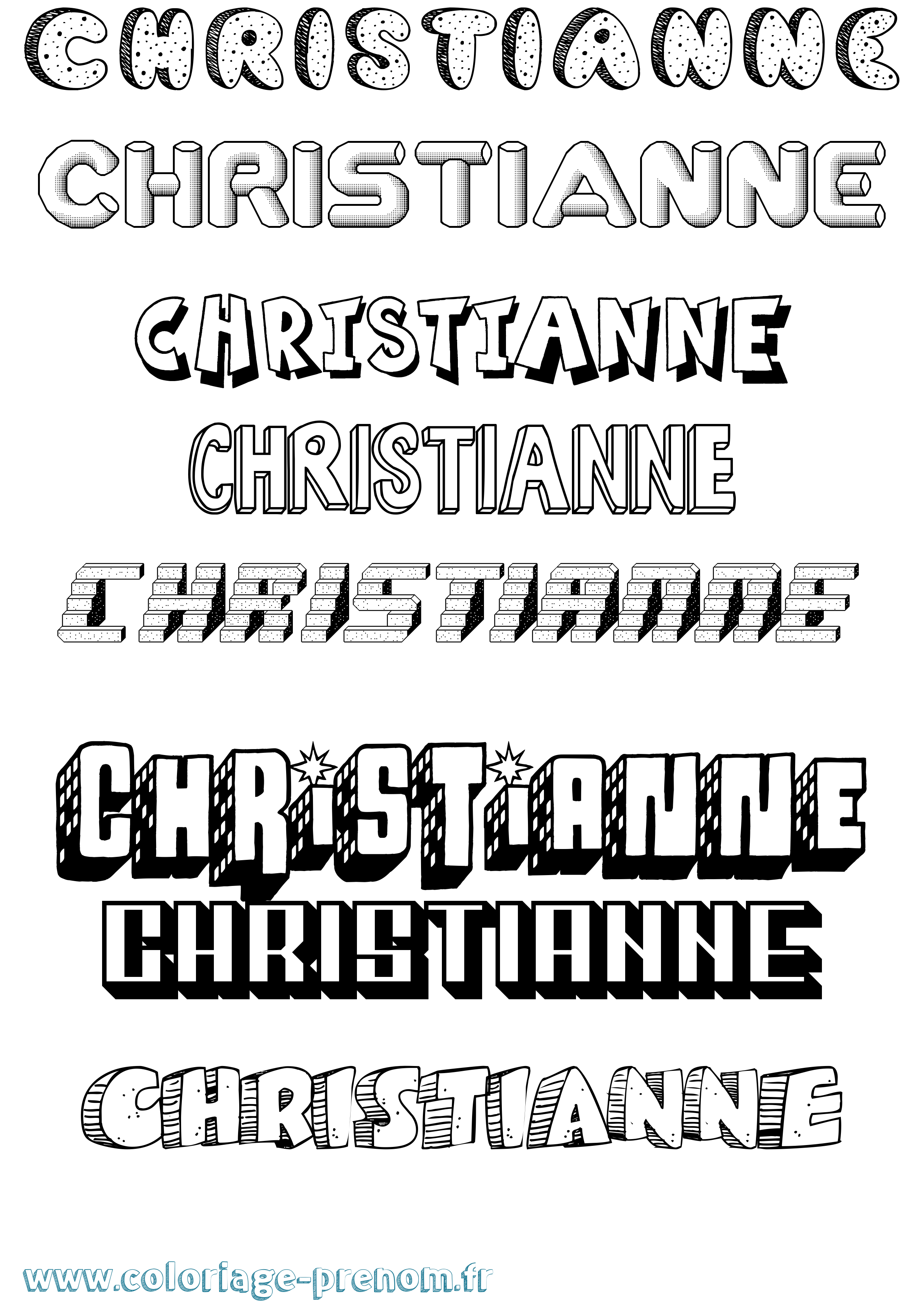Coloriage Christianne Effet 3D Coloriage prénom Christianne Effet 3D