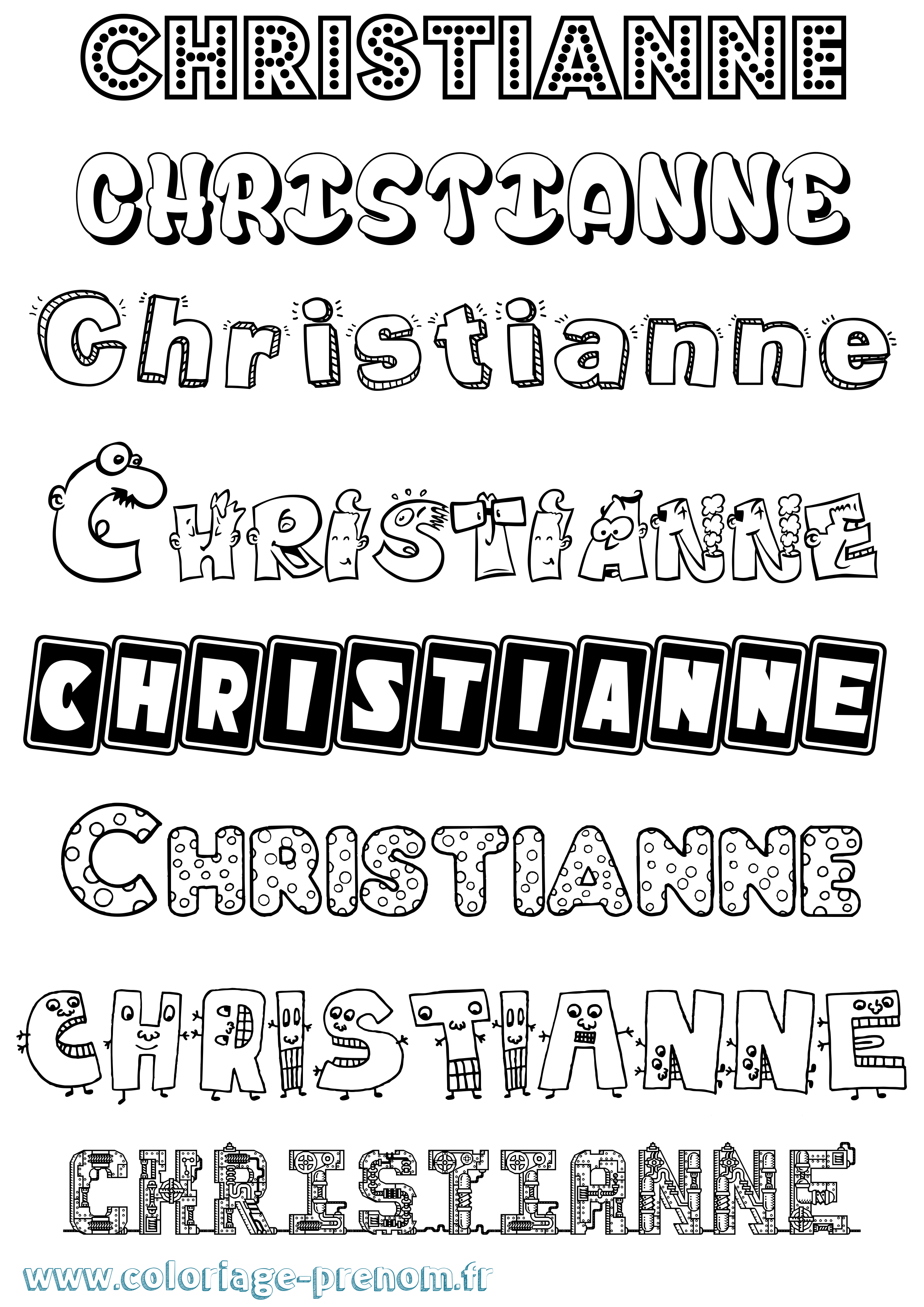 Coloriage Christianne Fun Coloriage prénom Christianne Fun