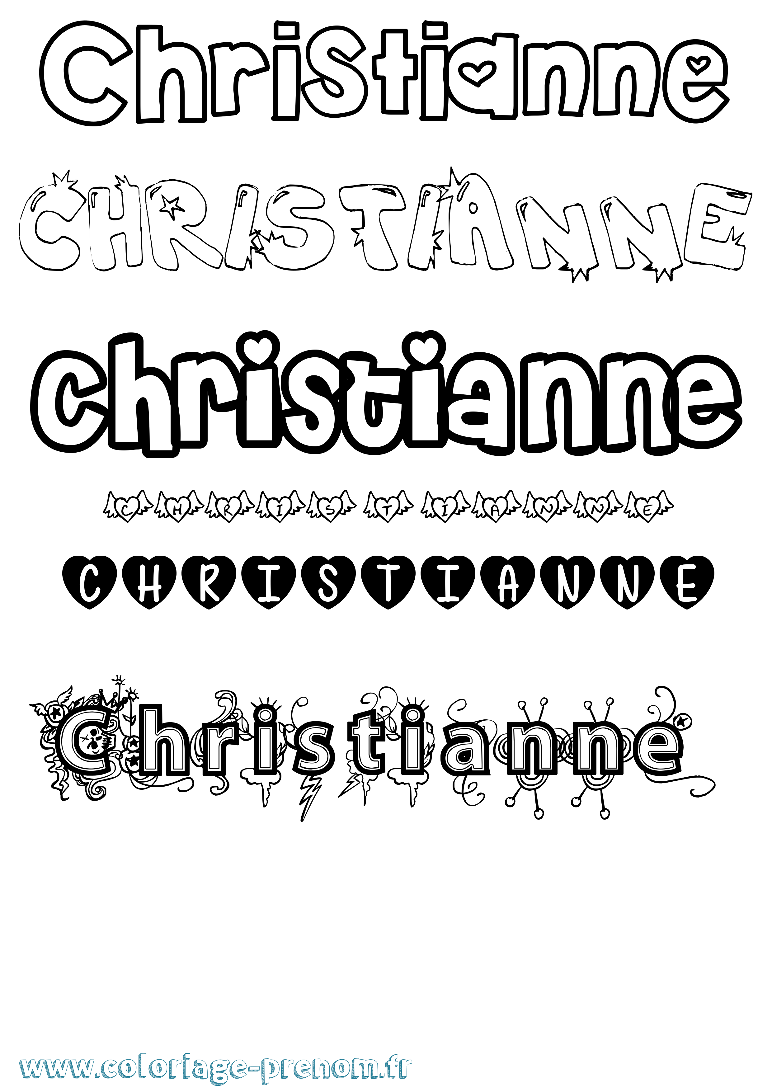 Coloriage Christianne Girly Coloriage prénom Christianne Girly