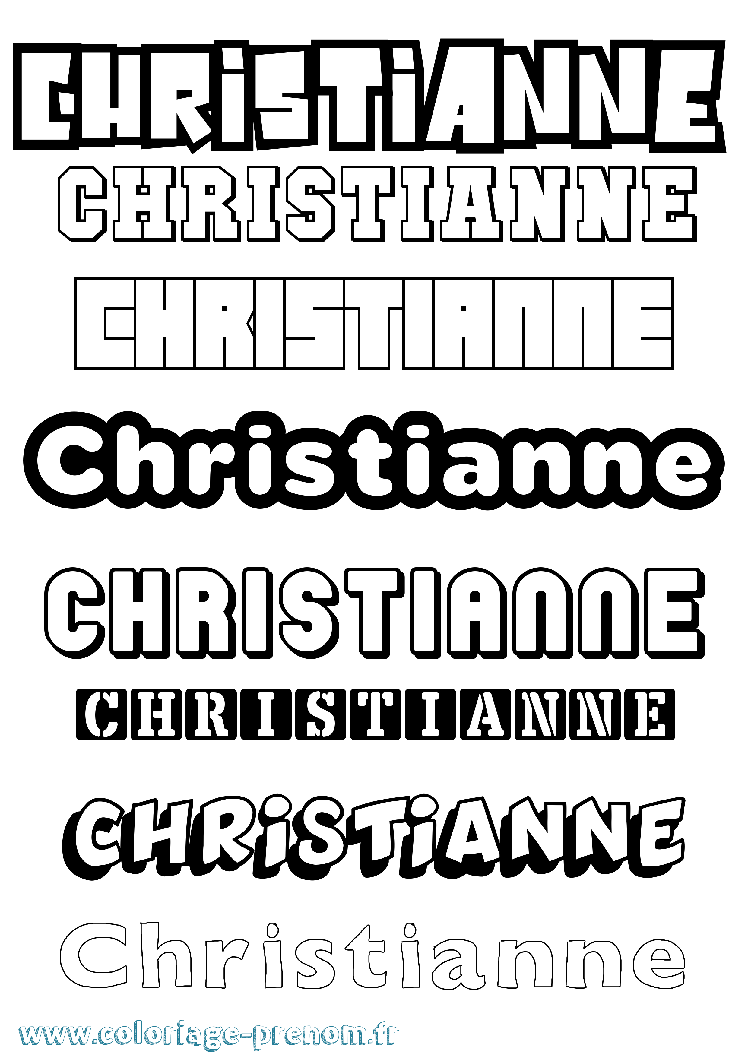 Coloriage Christianne Simple Coloriage prénom Christianne Simple
