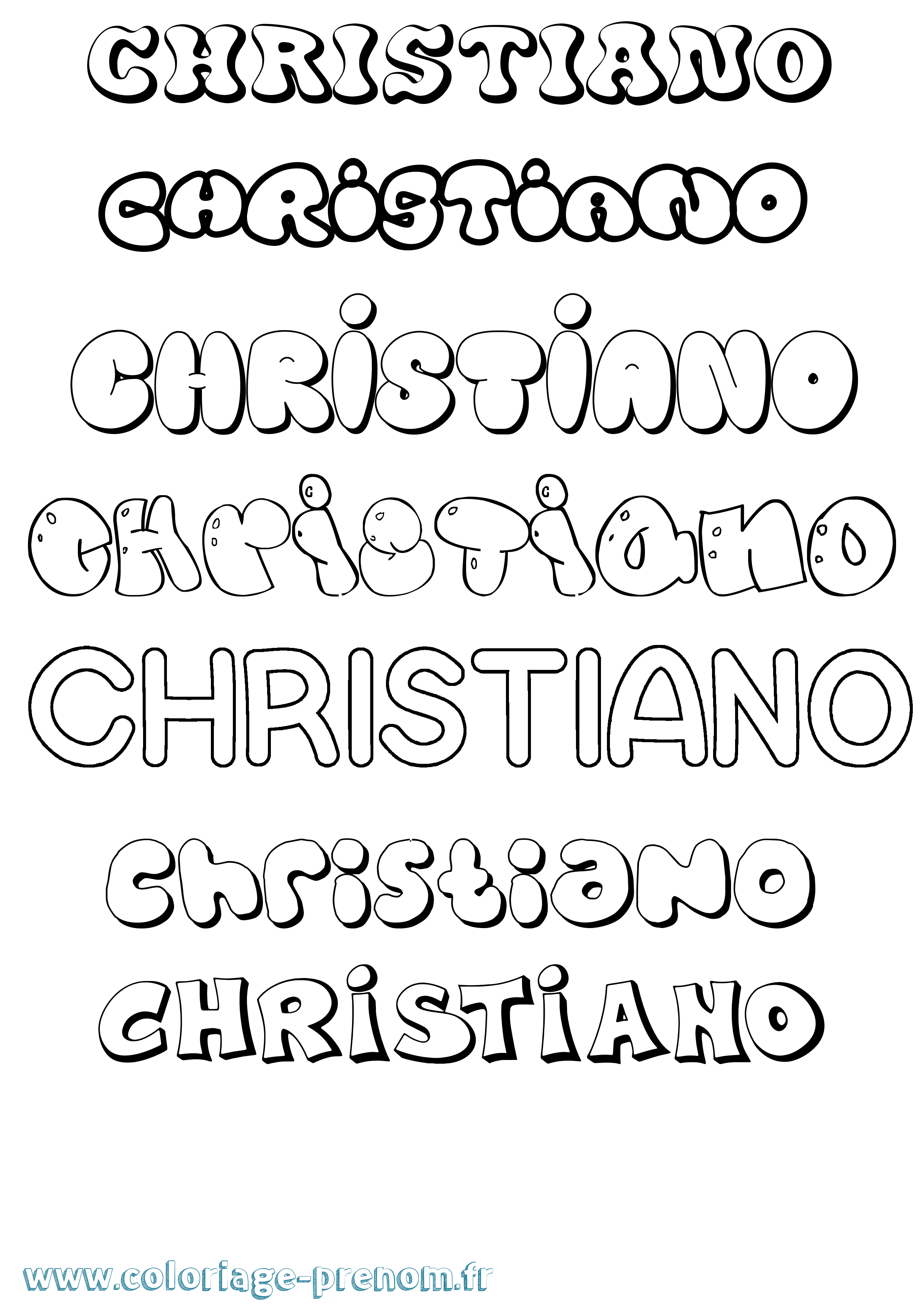 Coloriage Christiano Bubble Coloriage prénom Christiano Bubble