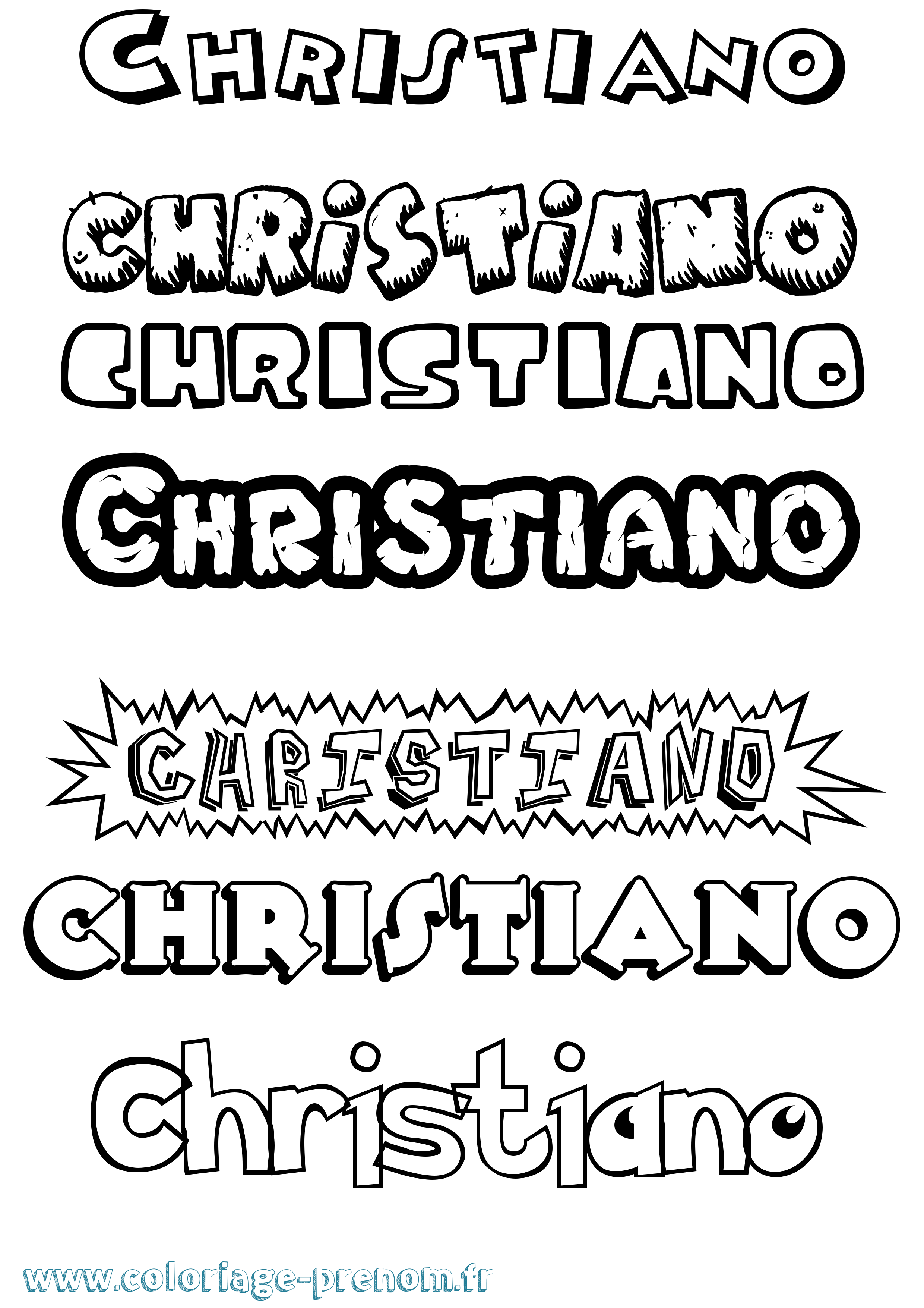 Coloriage Christiano Dessin Animé Coloriage prénom Christiano Dessin Animé