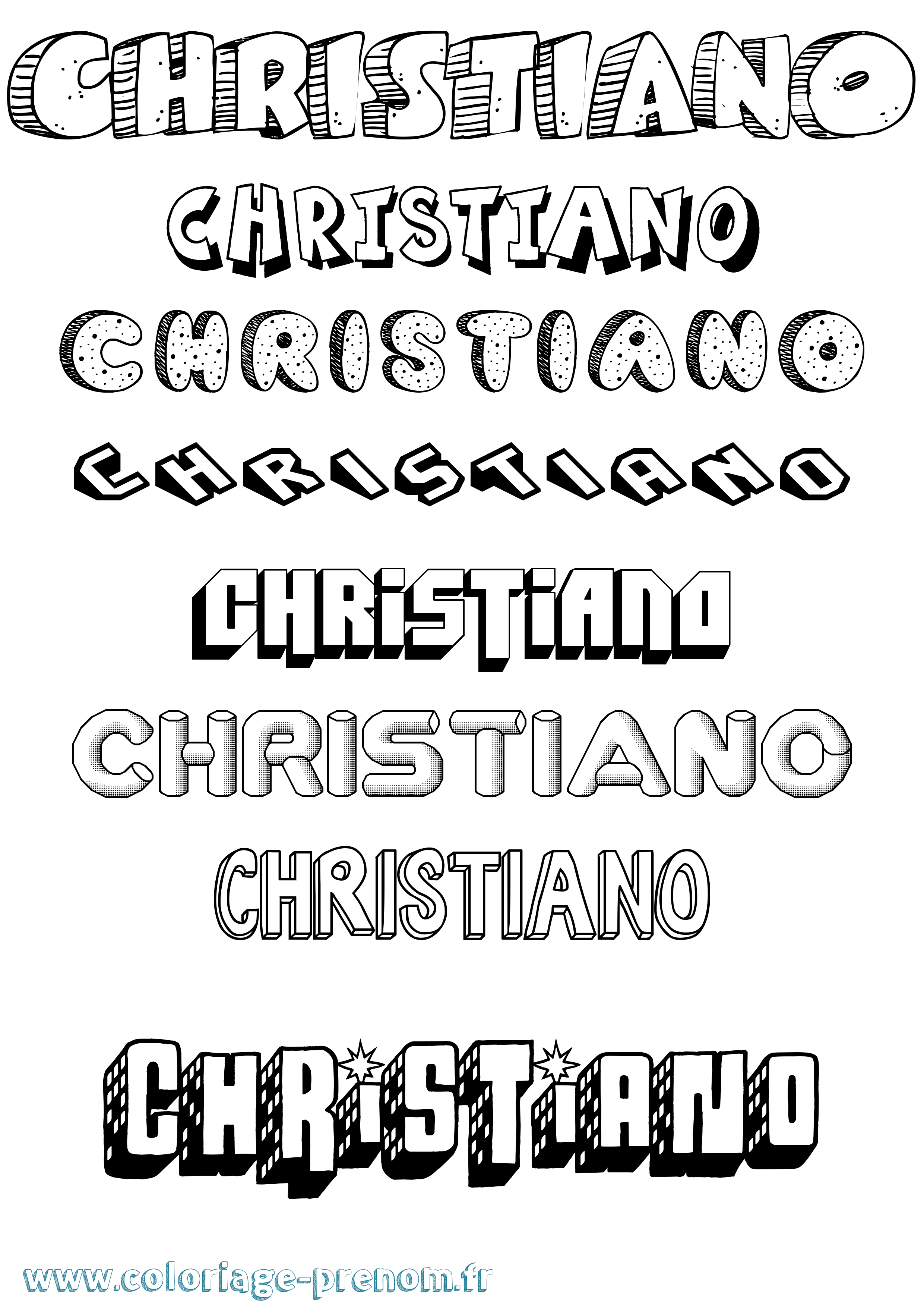 Coloriage Christiano Effet 3D Coloriage prénom Christiano Effet 3D