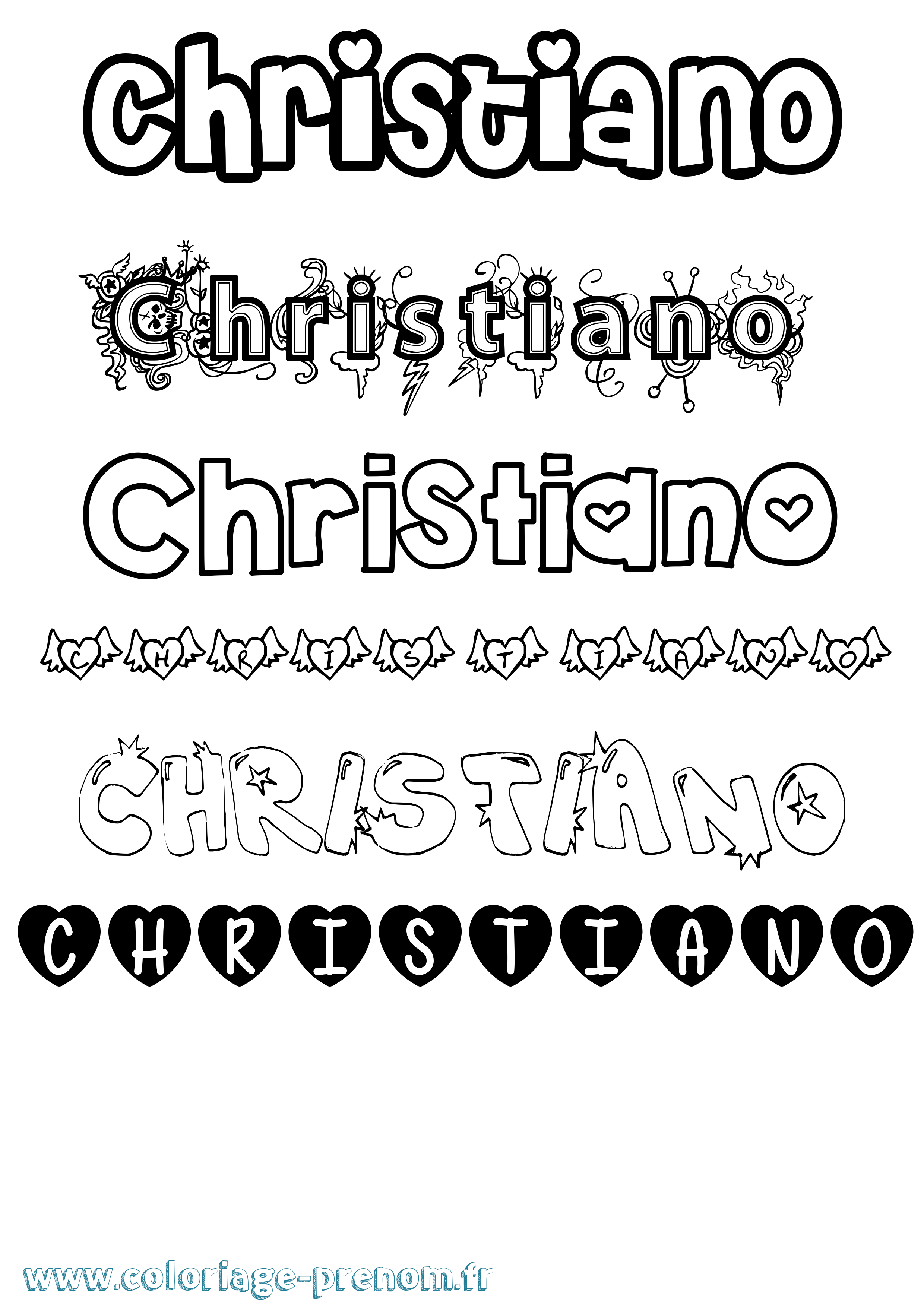 Coloriage Christiano Girly Coloriage prénom Christiano Girly