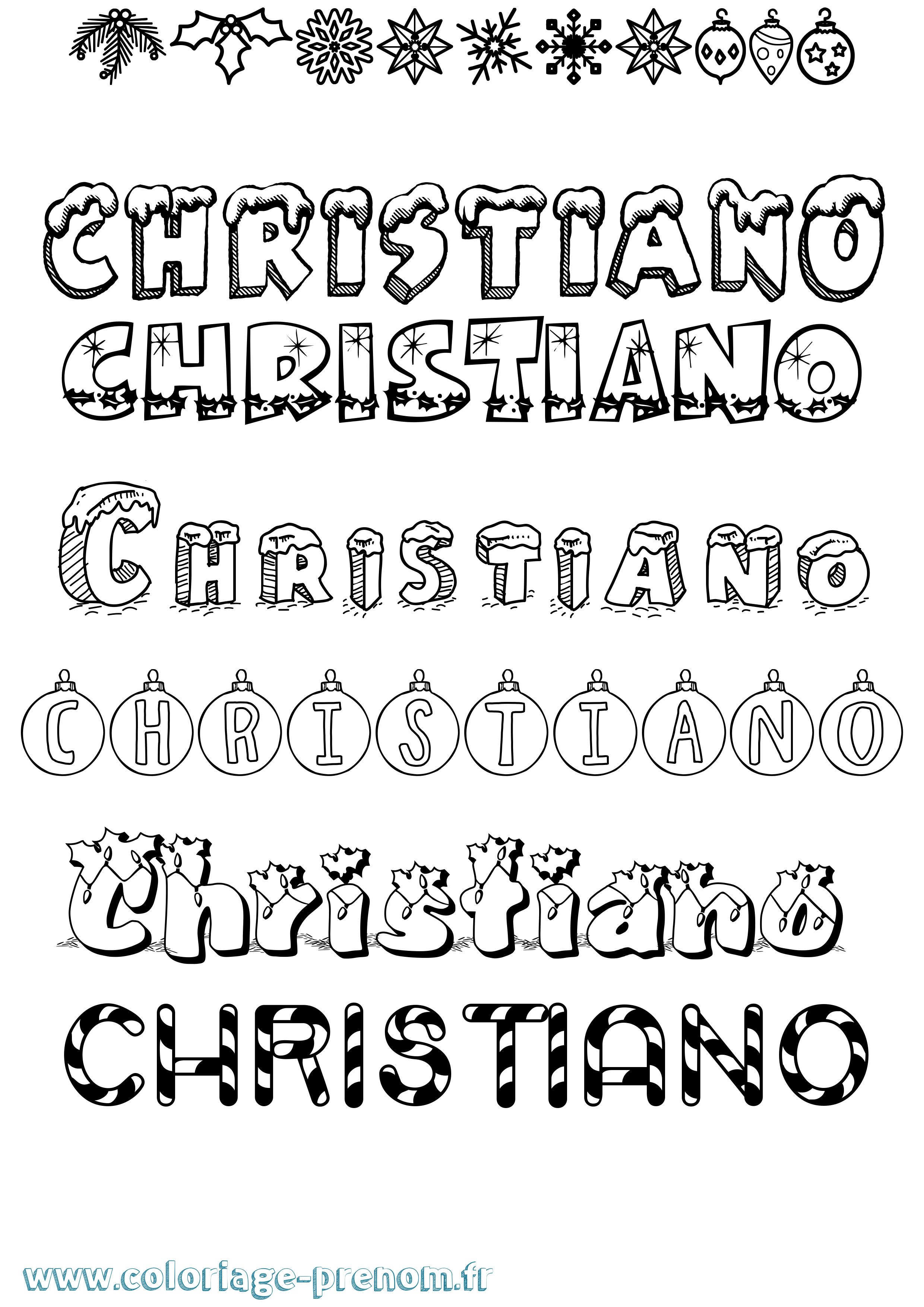 Coloriage Christiano Noël Coloriage prénom Christiano Noël