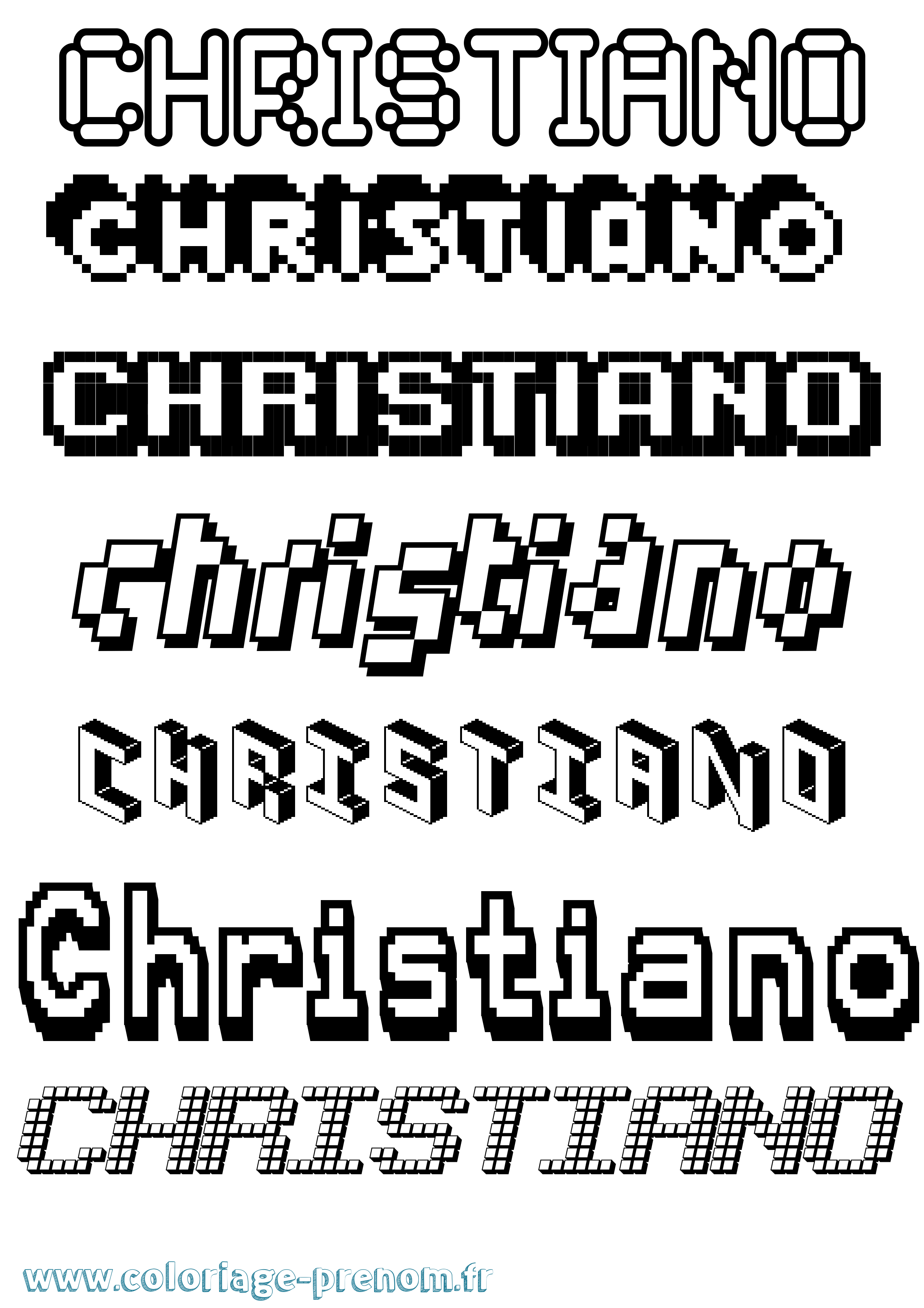 Coloriage Christiano Pixel Coloriage prénom Christiano Pixel