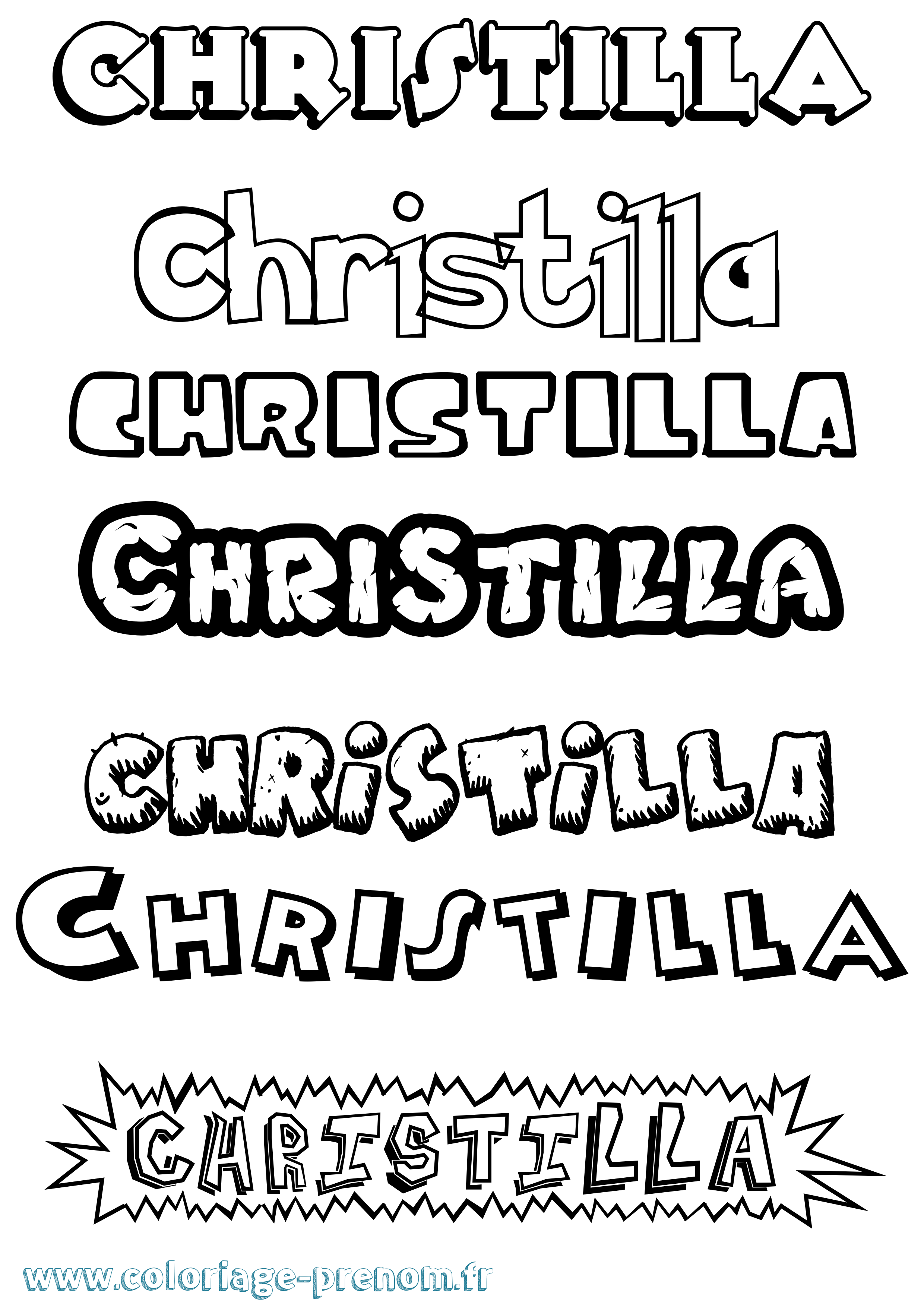 Coloriage Christilla Dessin Animé Coloriage prénom Christilla Dessin Animé